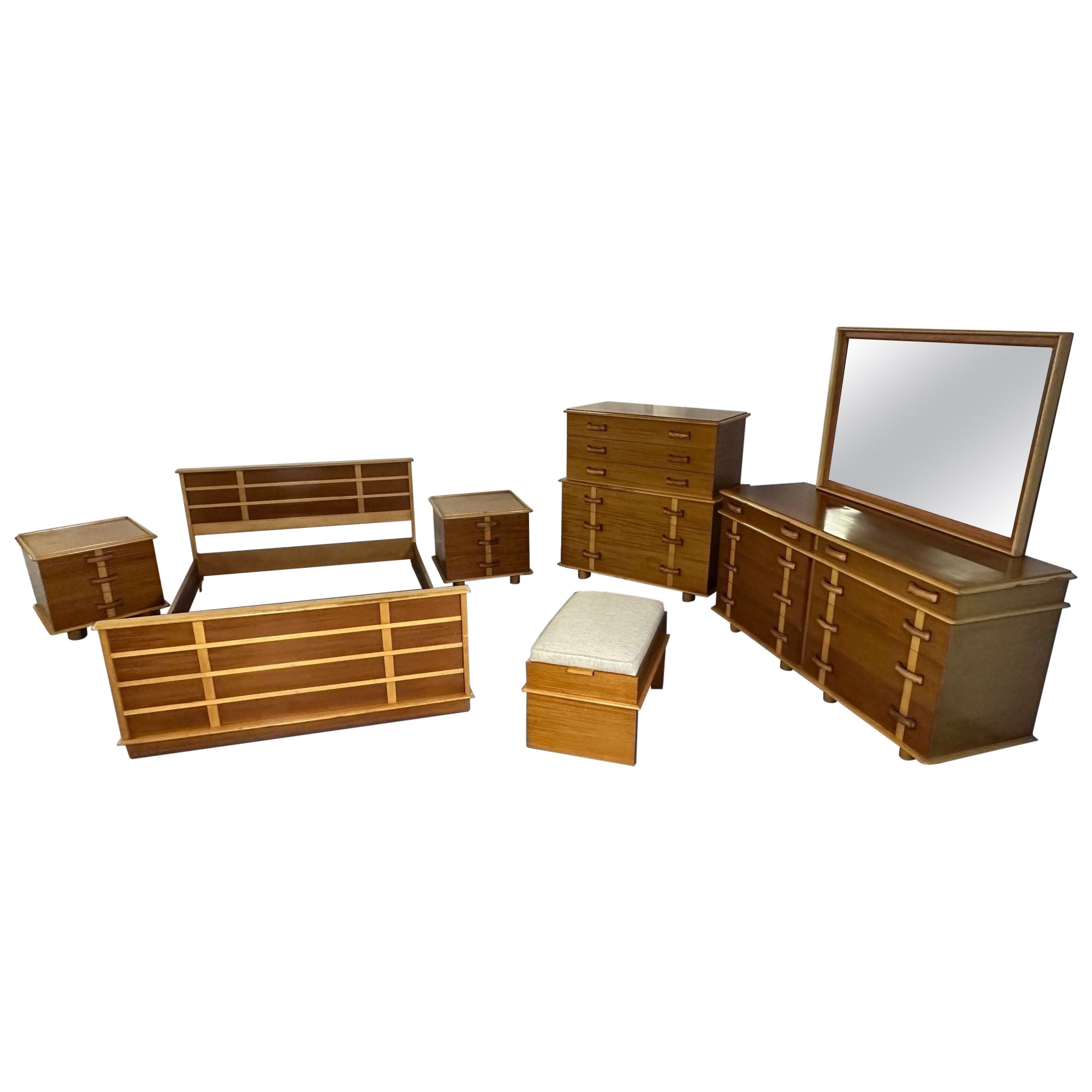 Paul Frankl, John Stuart, Raro juego de dormitorio completo Station Wagon moderno de mediados de siglo en venta