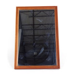 Paul Frankl Johnson Furniture Company Specchio MCM Station Wagon in acero e pelle