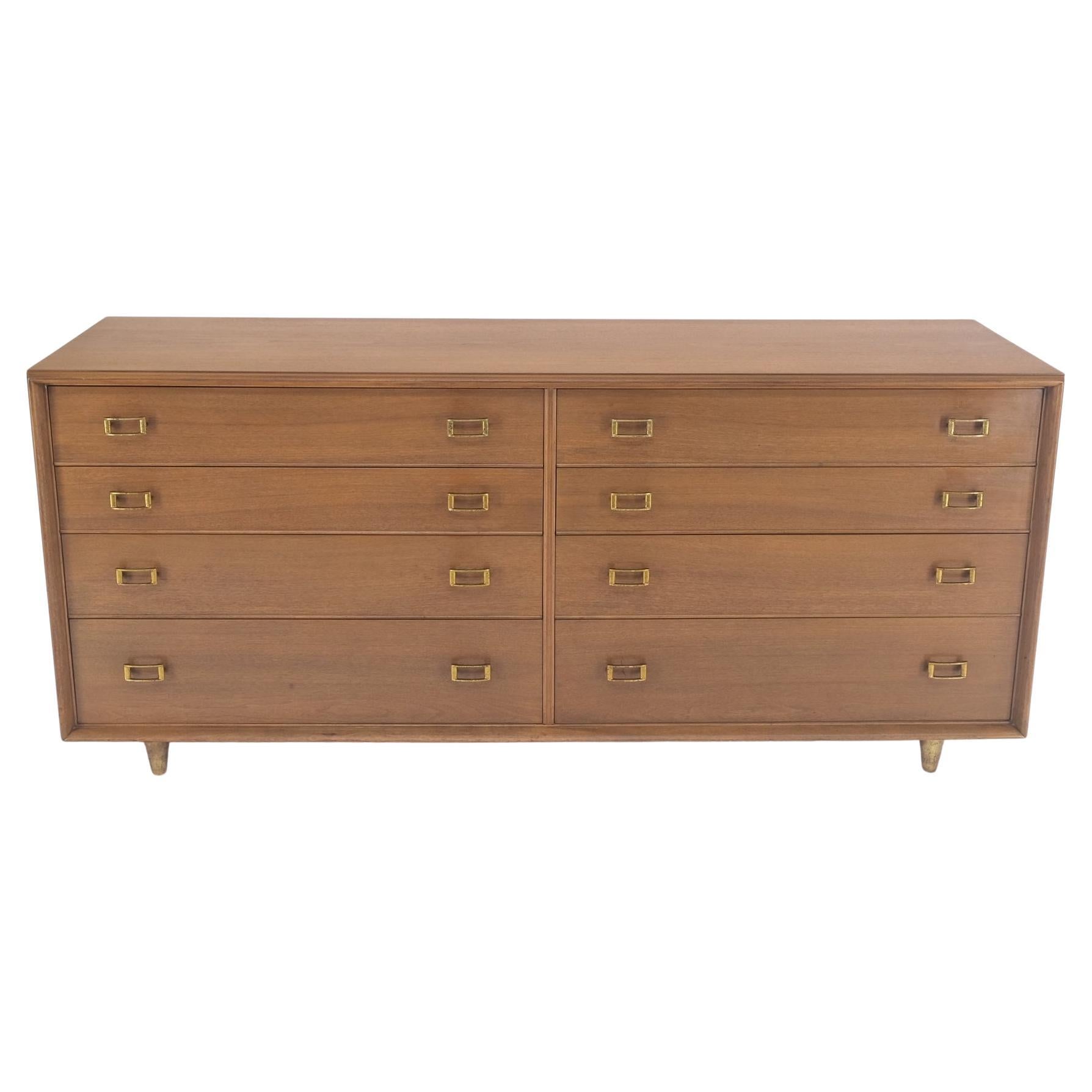 Paul Frankl Johnson Furniture Long 8 Drawers Dresser Credenza Buckle Brass Pulls 5