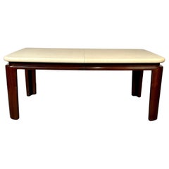 Paul Frankl, Johnson Furniture, Tavolo da pranzo moderno di metà secolo, sughero, mogano