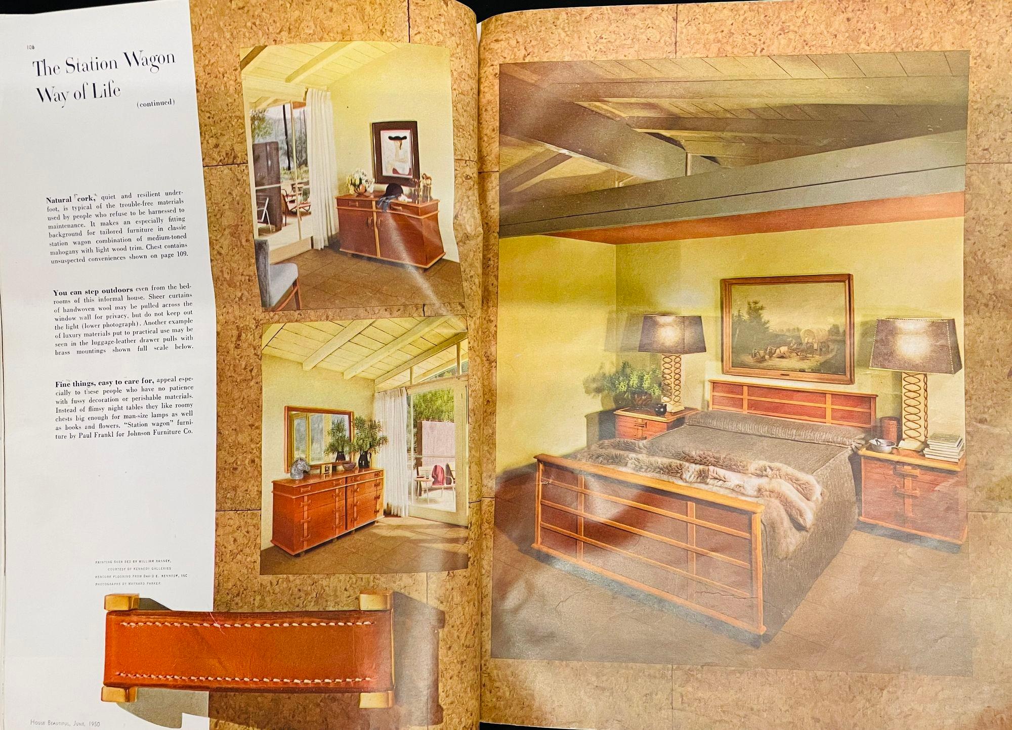 Paul Frankl, Johnson Furniture, Mid-Century Modern, Station Wagon-Bettrahmen im Angebot 7