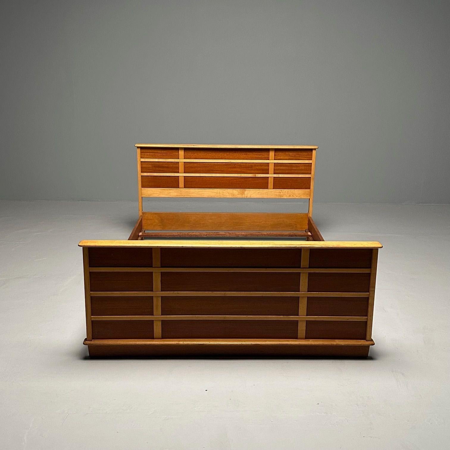 Mahogany Paul Frankl, Johnson Furniture, Mid-Century Modern, Station Wagon Bedframe For Sale