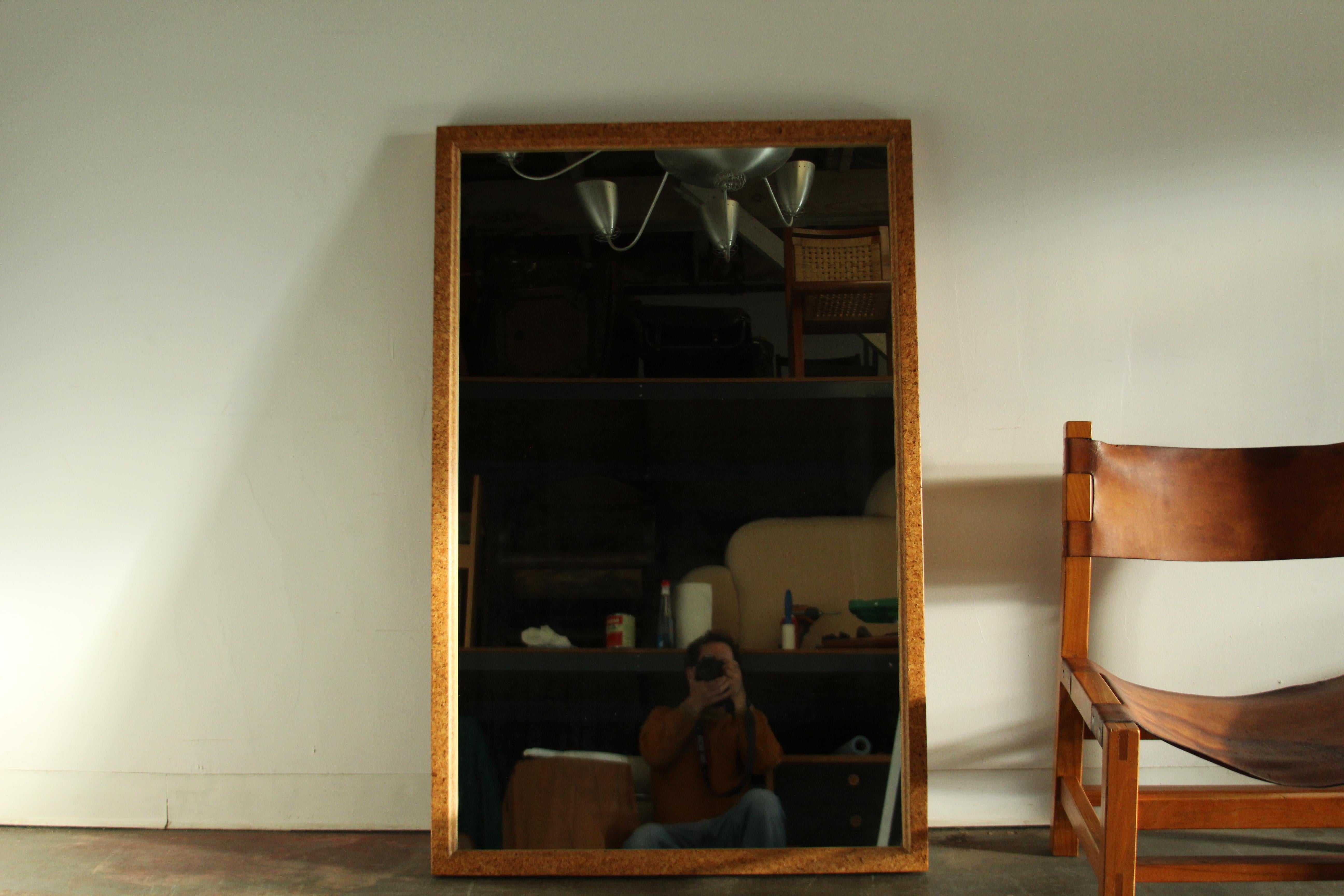 Mid-Century Modern Paul Frankl Large Cork Mirror for Johnson Furniture, 1950s
