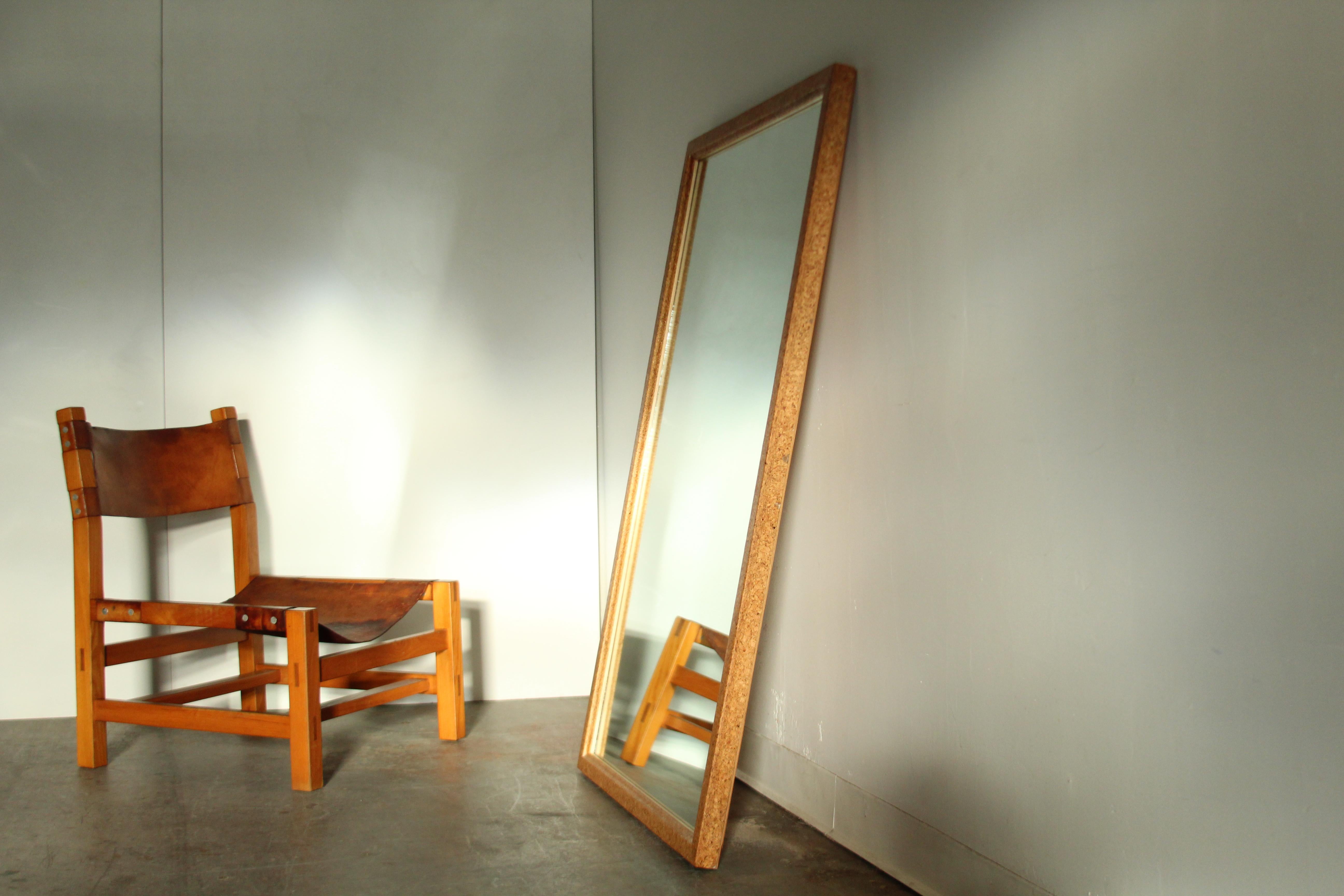 Paul Frankl Large Cork Mirror for Johnson Furniture, 1950s In Good Condition In Coronado, CA