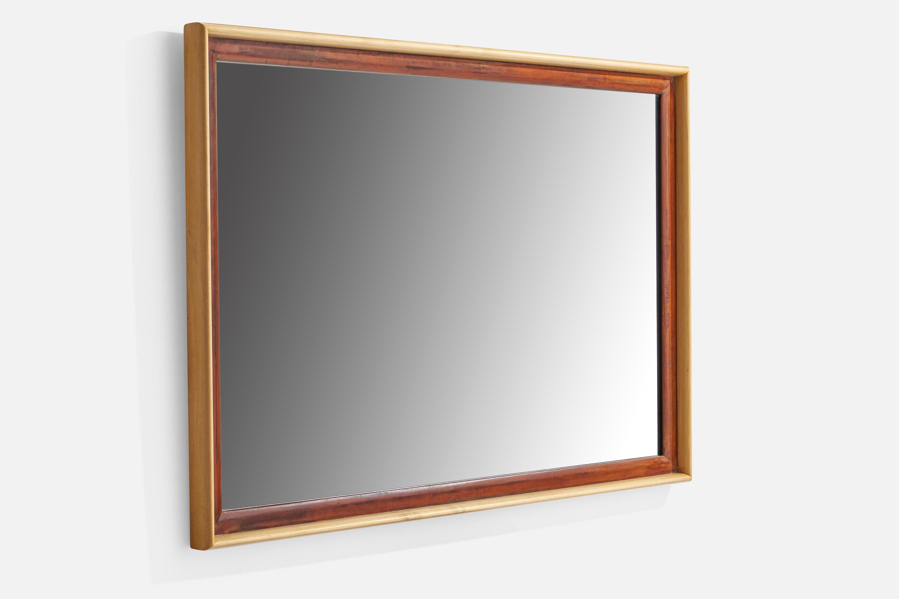 Mid-Century Modern Paul Frankl, Large Station Wagon Mirror, Maple, Mahogany, USA, 1950s For Sale