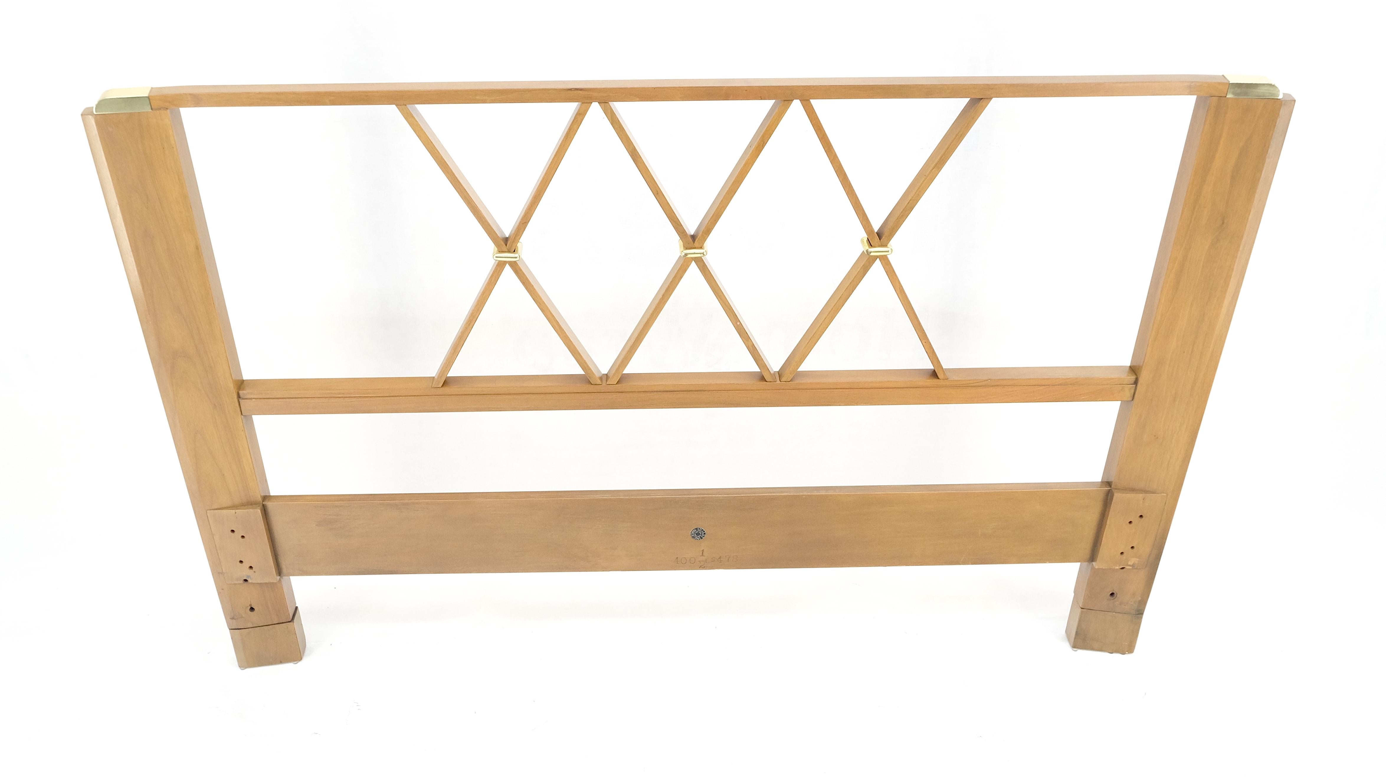 Paul Frankl Light Walnut Brass Accents Queen Size XXX Movie Headboard Bed MINT For Sale 6