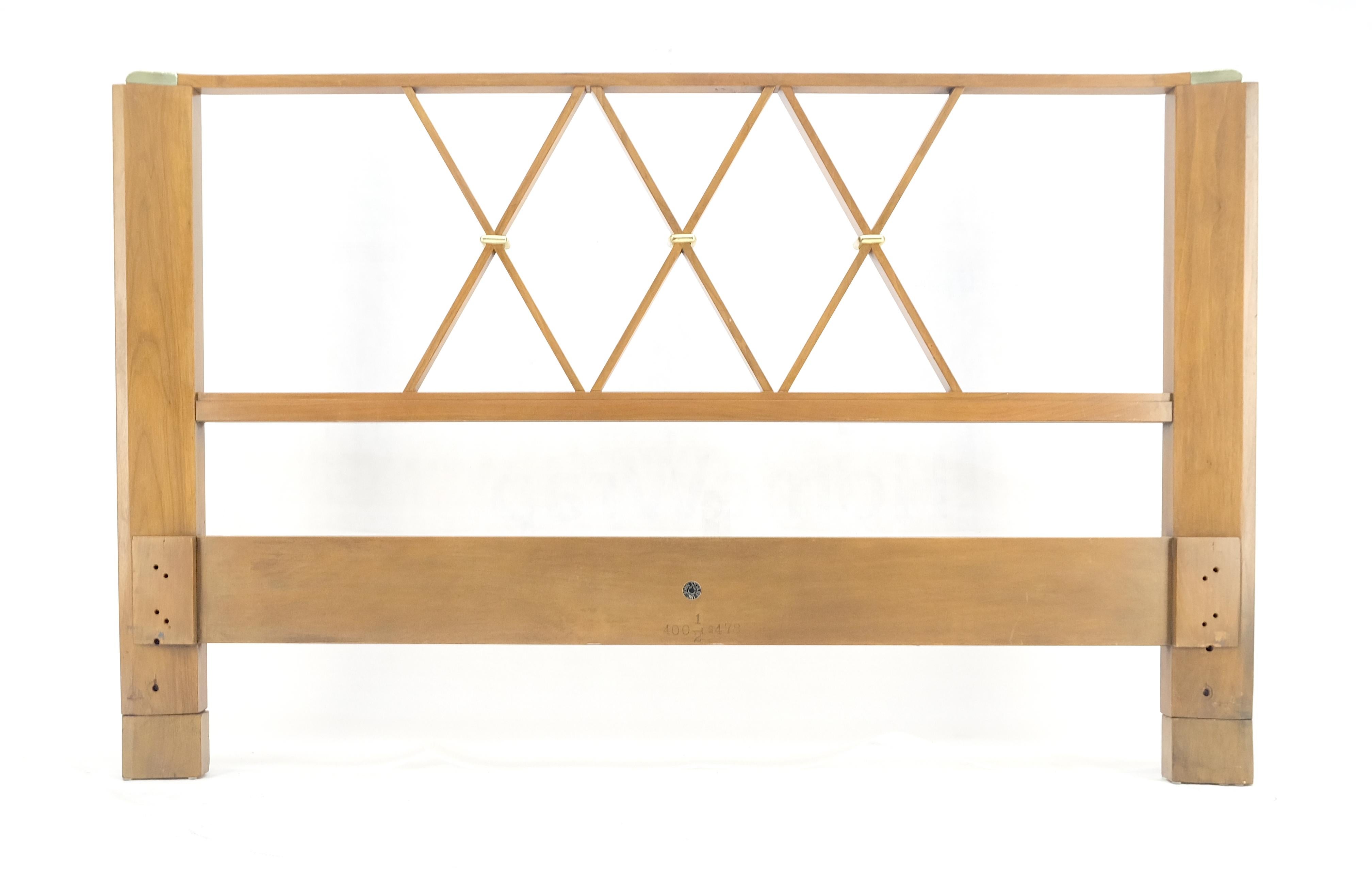 Paul Frankl Light Walnut Brass Accents Queen Size XXX Movie Headboard Bed MINT For Sale 7