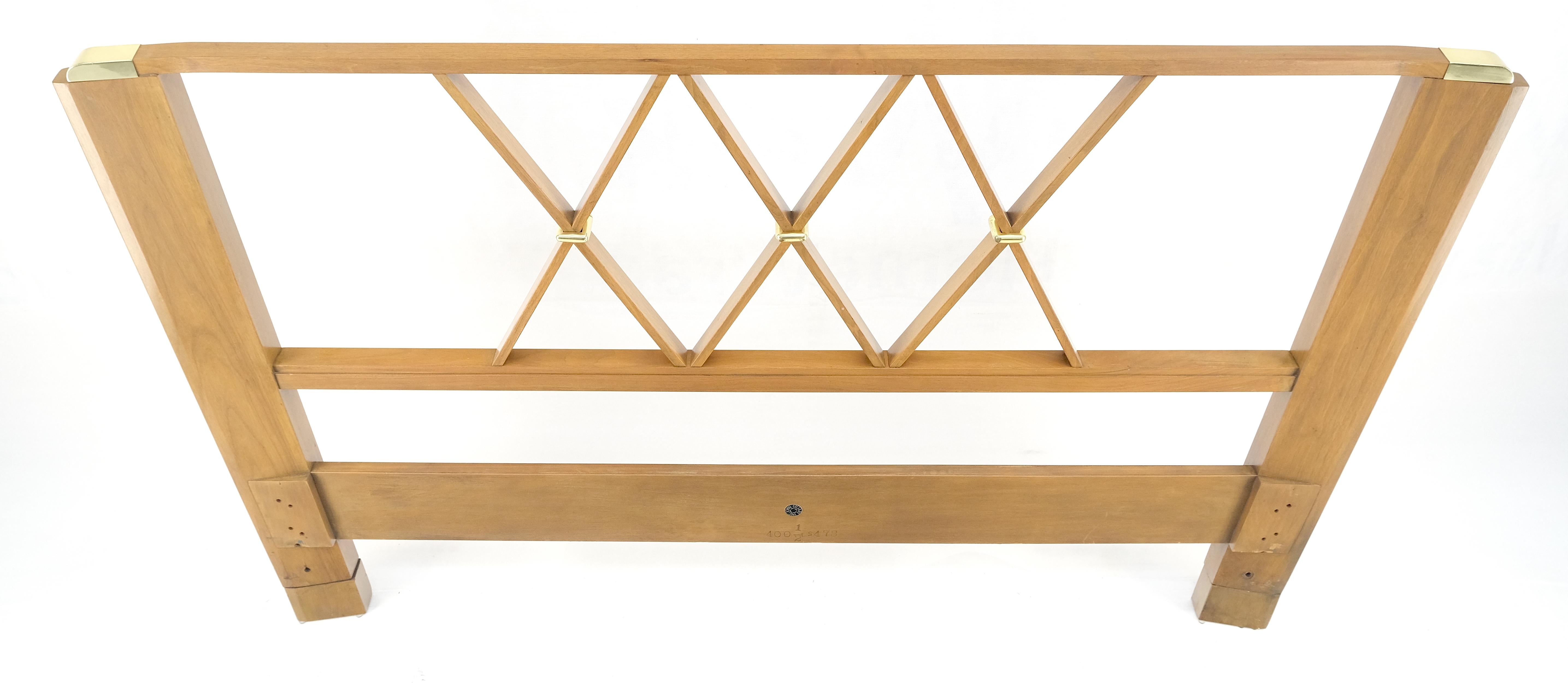 20th Century Paul Frankl Light Walnut Brass Accents Queen Size XXX Movie Headboard Bed MINT For Sale