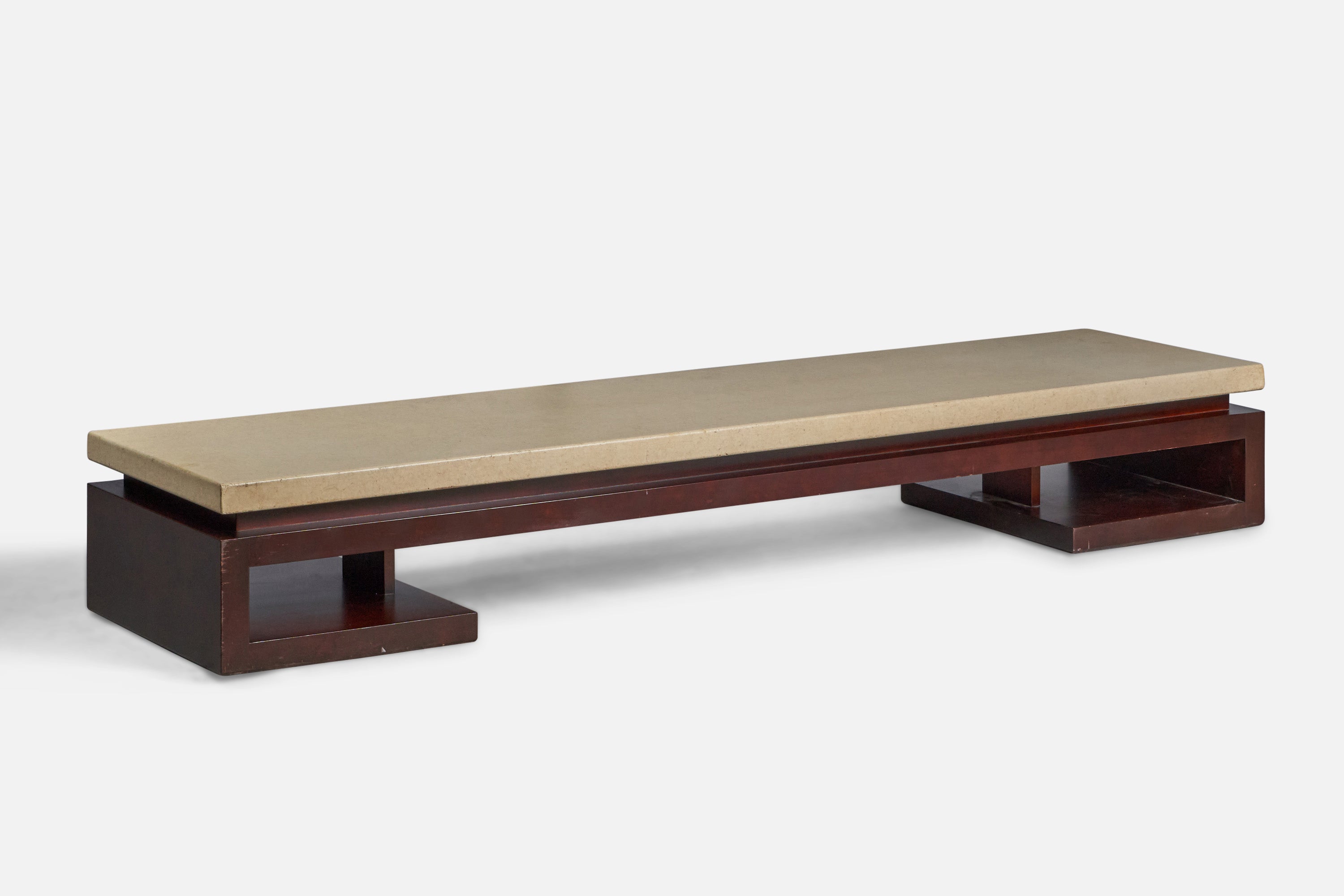 Paul Frankl, Low Coffee Table, Painted Cork, Stained Mahogany, 1940s America