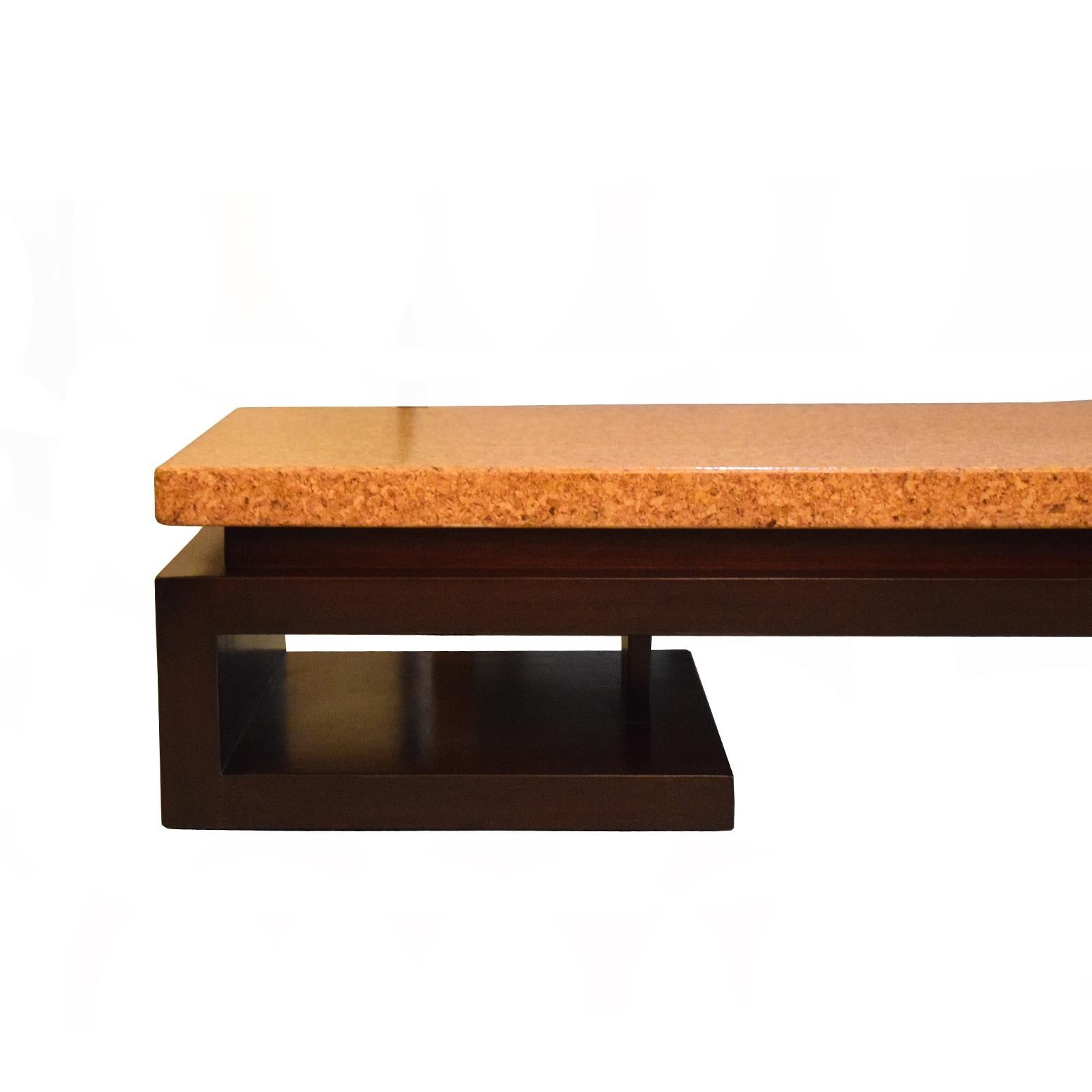 Paul Frankl Low Cork Table/Bench 1940’s Fot Johnson Furniture Co. In Good Condition For Sale In Hudson, NY
