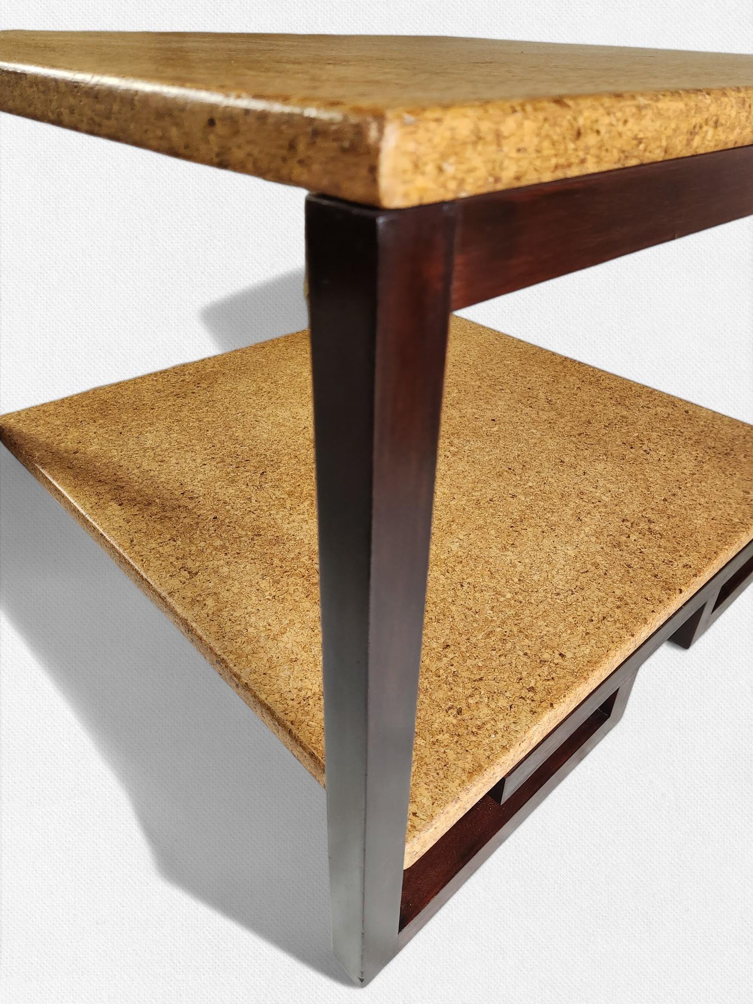 Table basse en acajou Paul Frankl avec plateau en liège Johnson Furniture, vers les années 1940/50 en vente 2