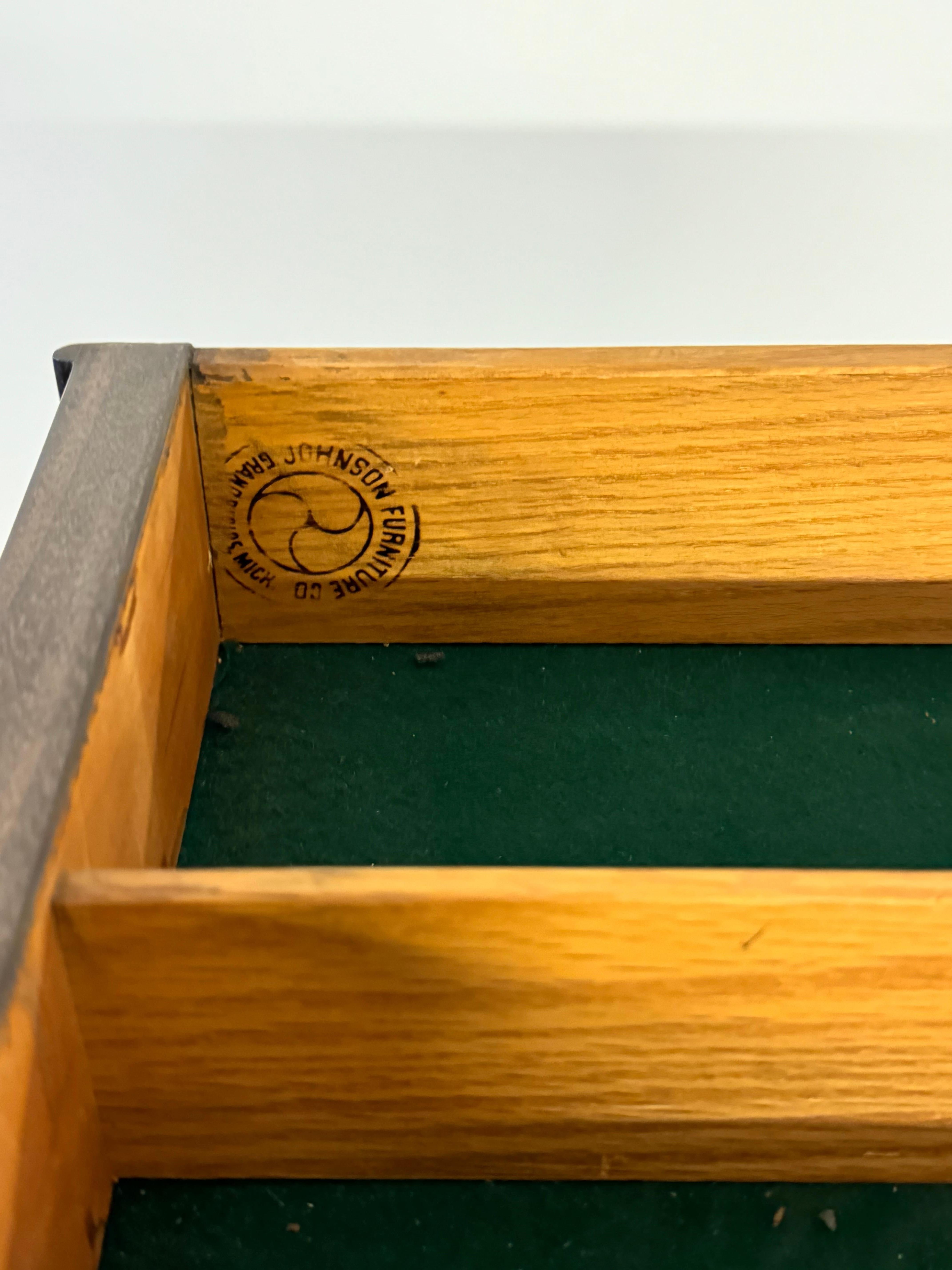 Paul Frankl MCM Debonaire Cork & Mahogany Sideboard with Hammered Brass Knobs In Good Condition For Sale In St. Louis, MO