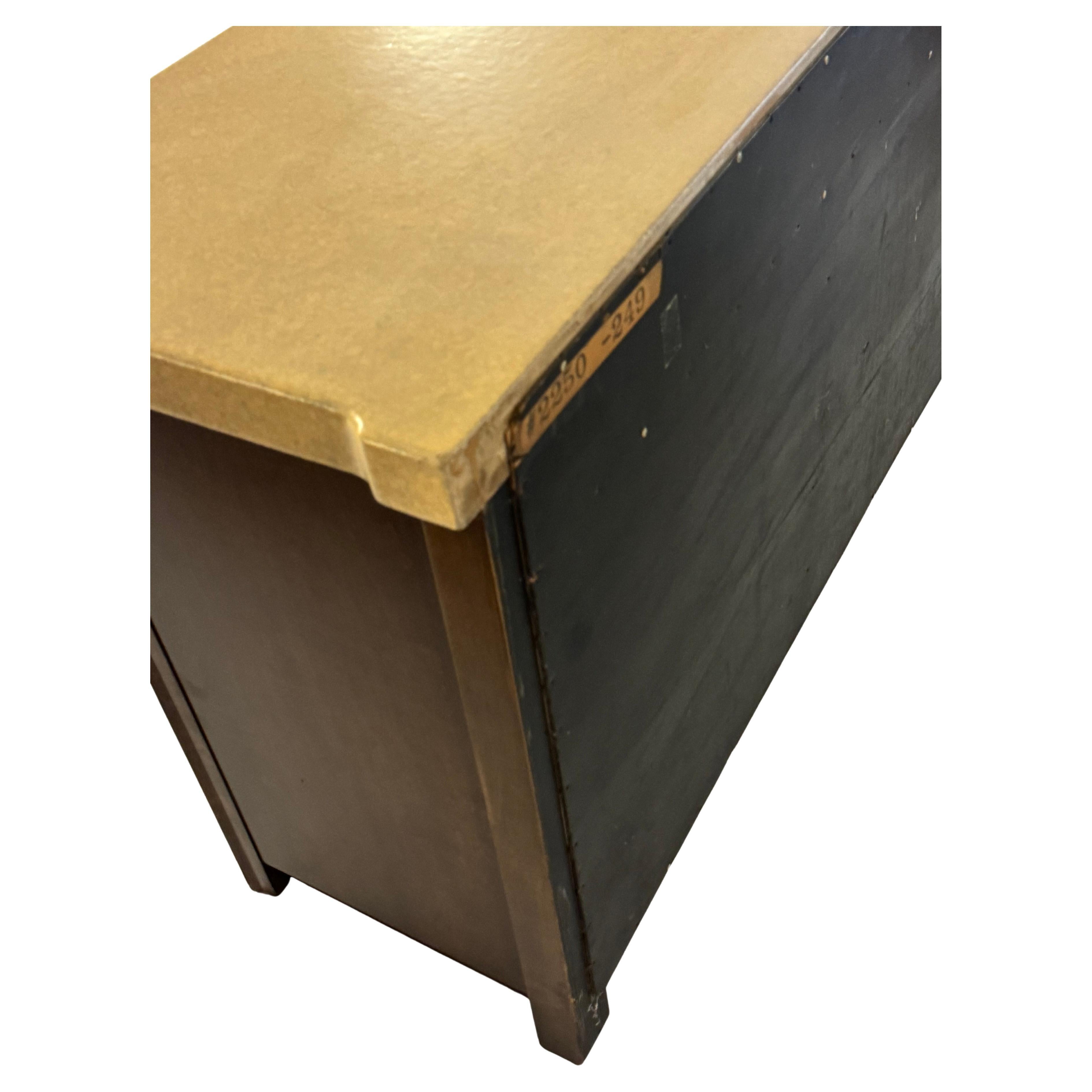 Paul Frankl MCM Debonaire Cork & Mahogany Sideboard with Hammered Brass Knobs For Sale 1