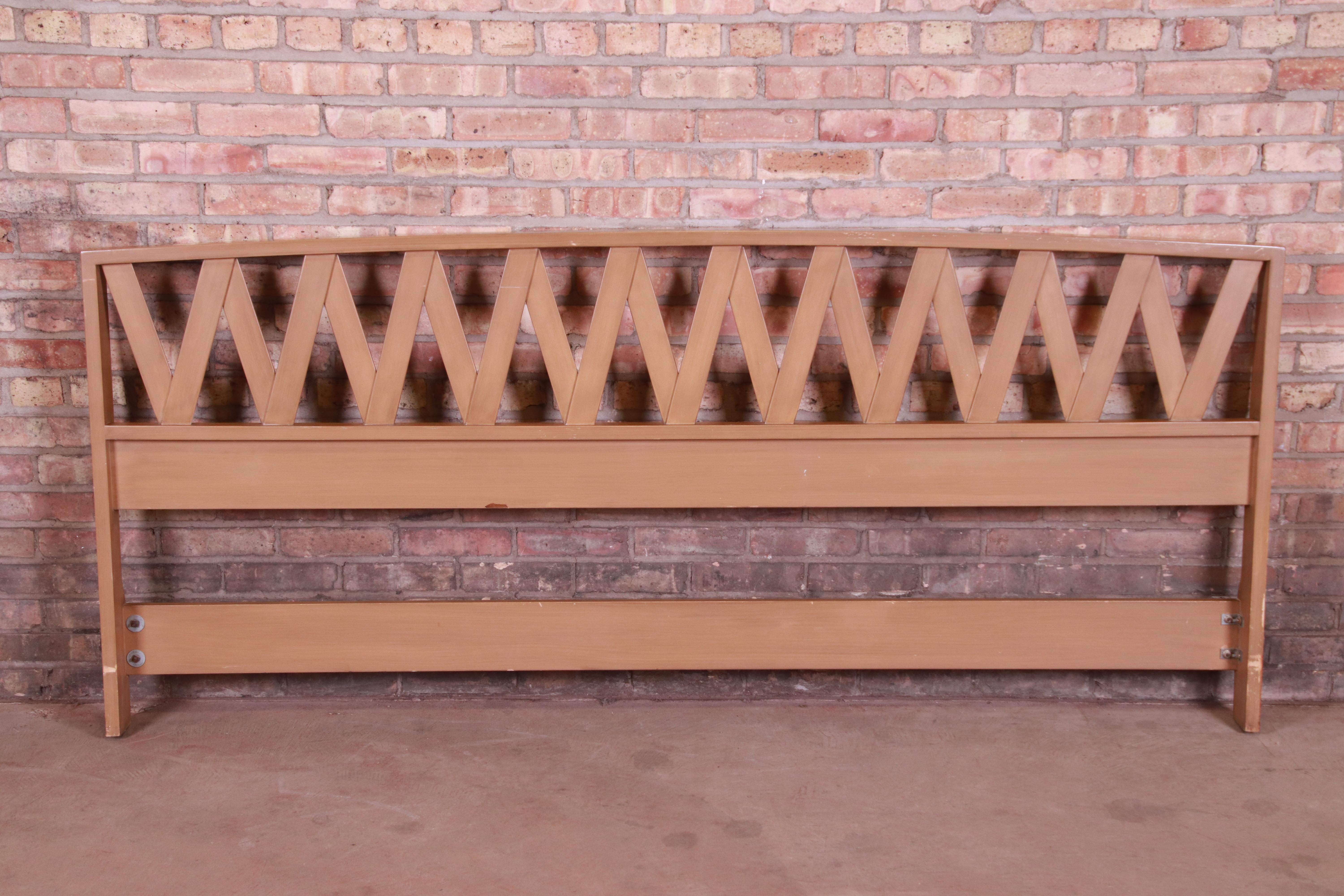 Paul Frankl Mid-Century Modern Bleached Mahogany King Size Headboard In Good Condition In South Bend, IN