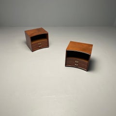 Paul Frankl, Mid-Century Modern, Concave Nightstands, Walnut, Brass, USA 1950s