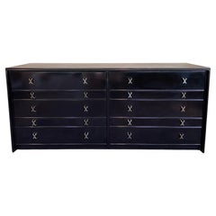 Retro Paul Frankl Mid-Century Modern Dresser Black Lacquered Walnut