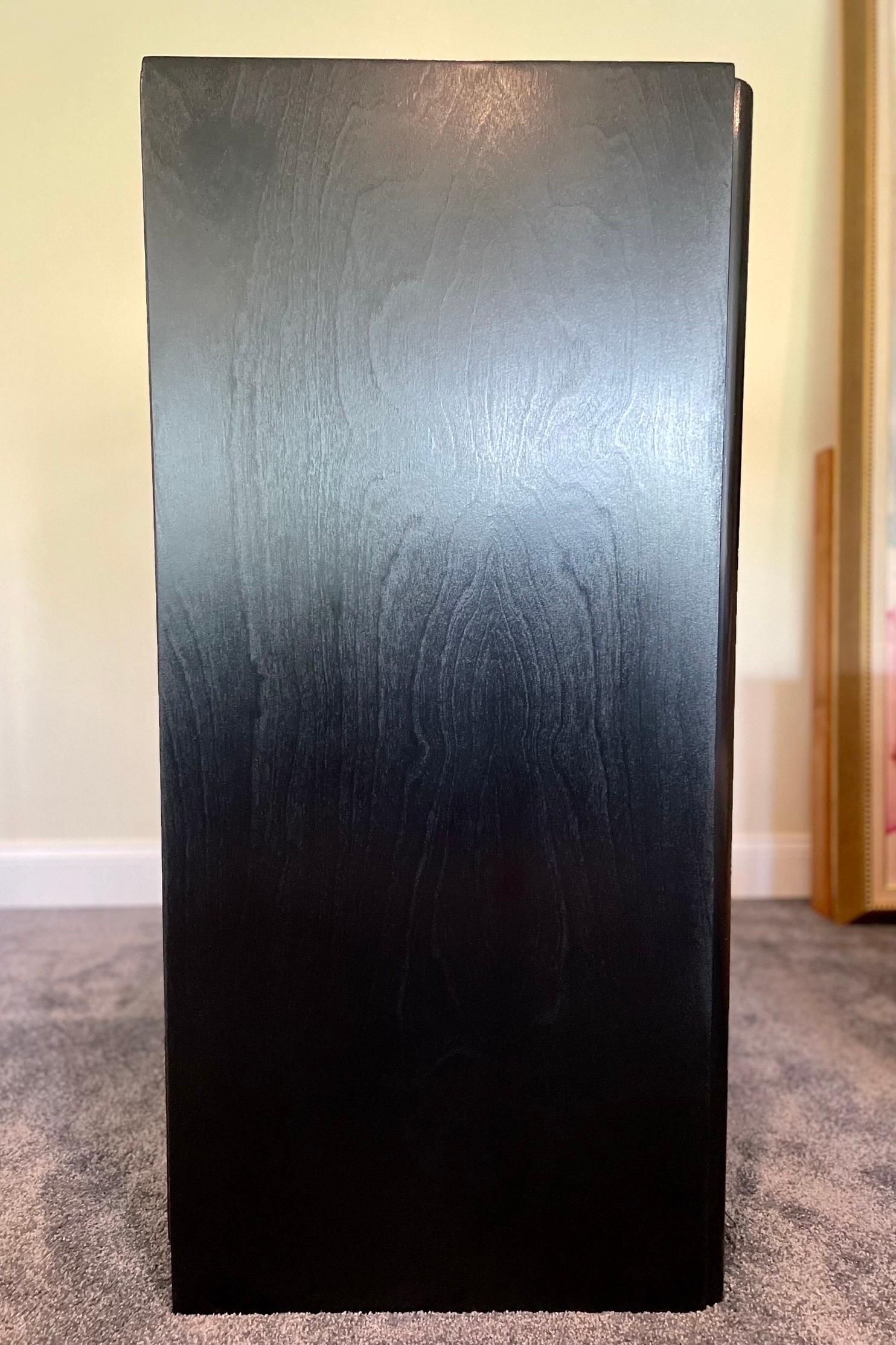 American Paul Frankl Mid-Century Modern Highboy Dresser Black Lacquered Walnut For Sale