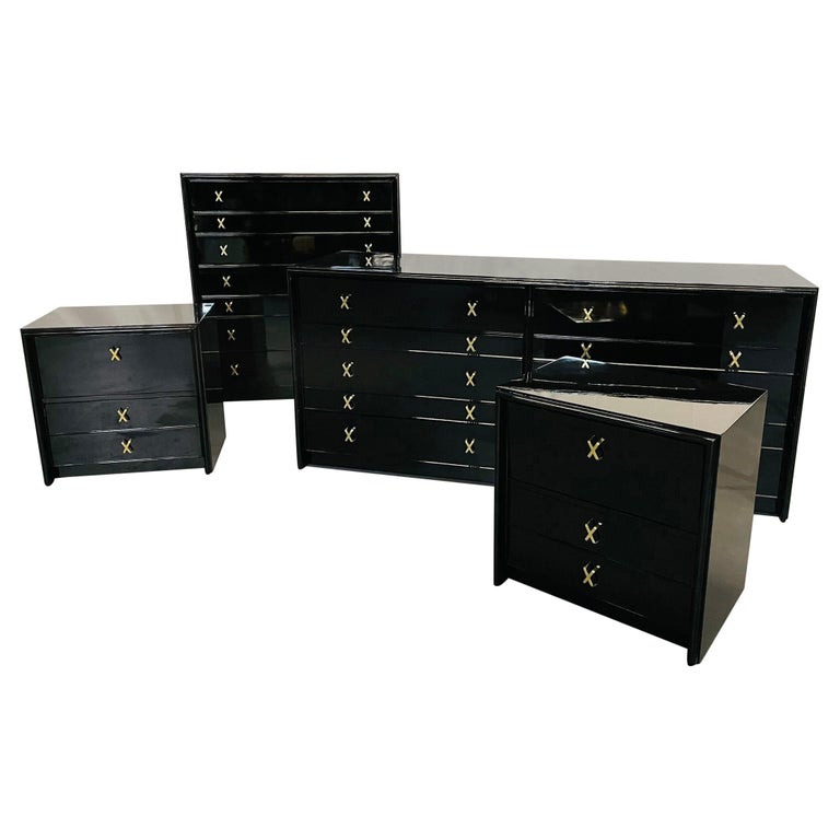 Paul Frankl Mid Century Modern John Stuart Bedroom Set, Ebony Lacquer  Refinished For Sale at 1stDibs | 80s bedroom set, black lacquer furniture,  80s, 80s lacquer bedroom set