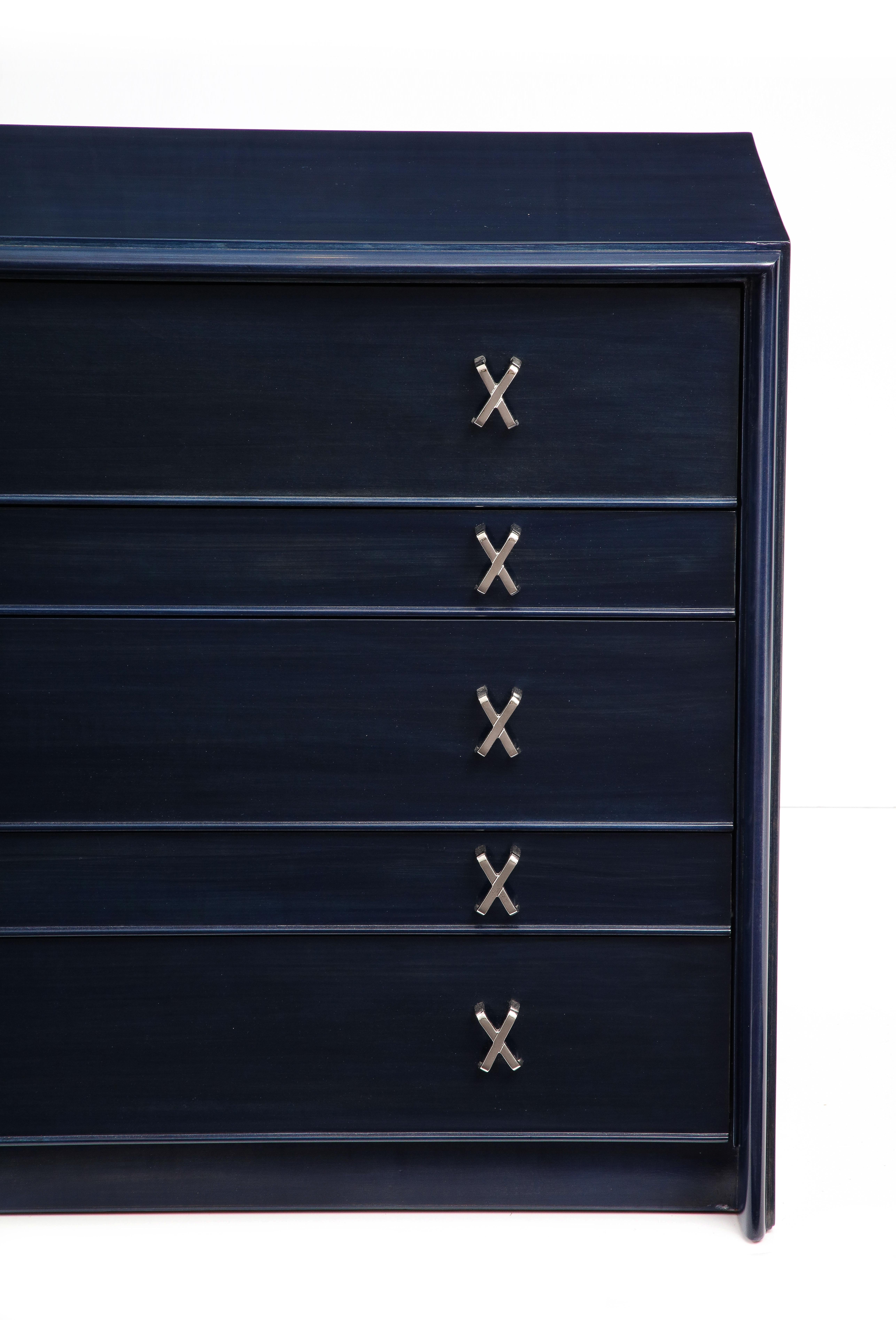 20th Century Paul Frankl Midnight Blue Stained Dresser