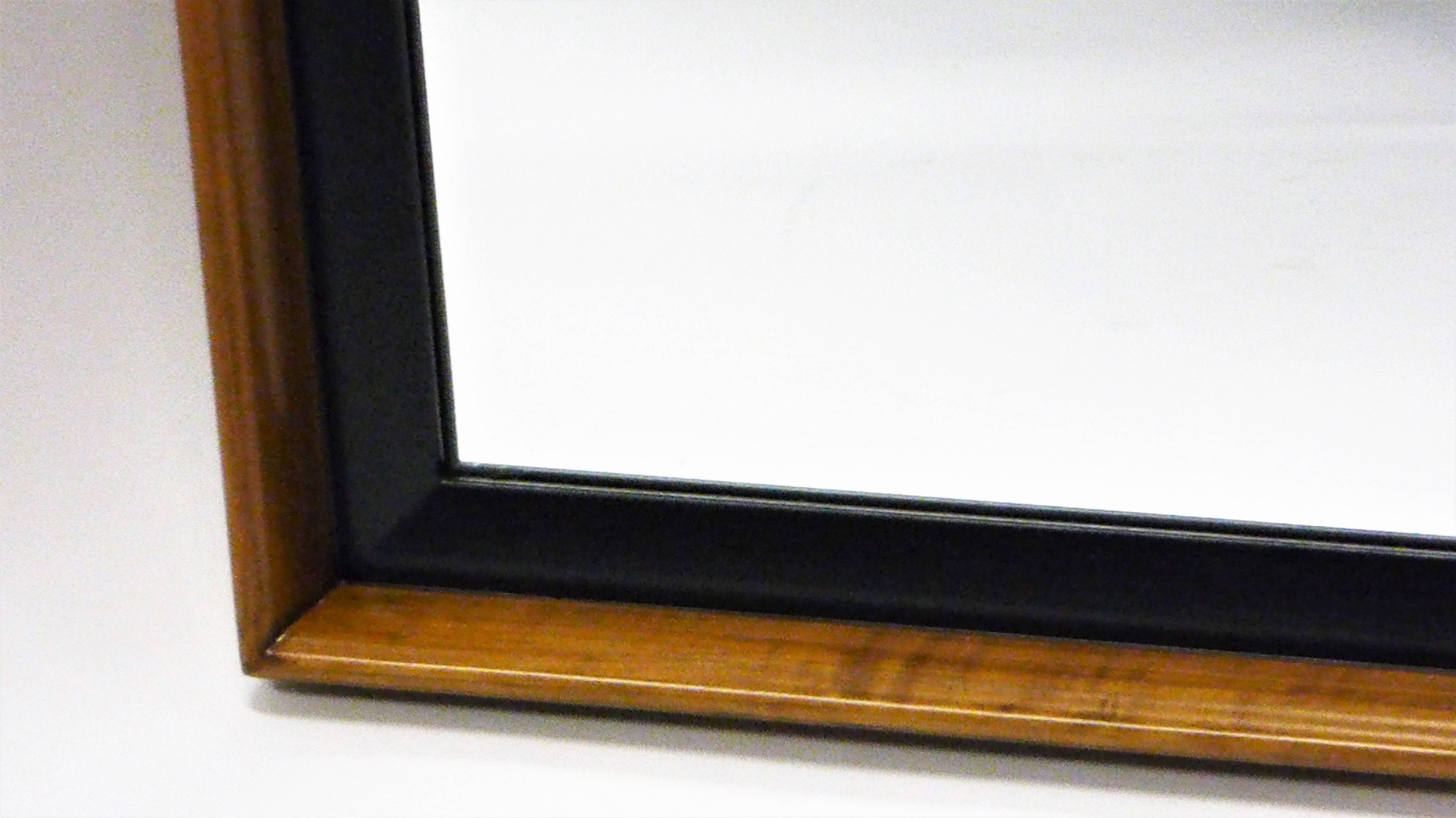 Mid-20th Century Paul Frankl Modern Mirror for Johnson Furniture, Blond Cherry and Black Lacquer.
