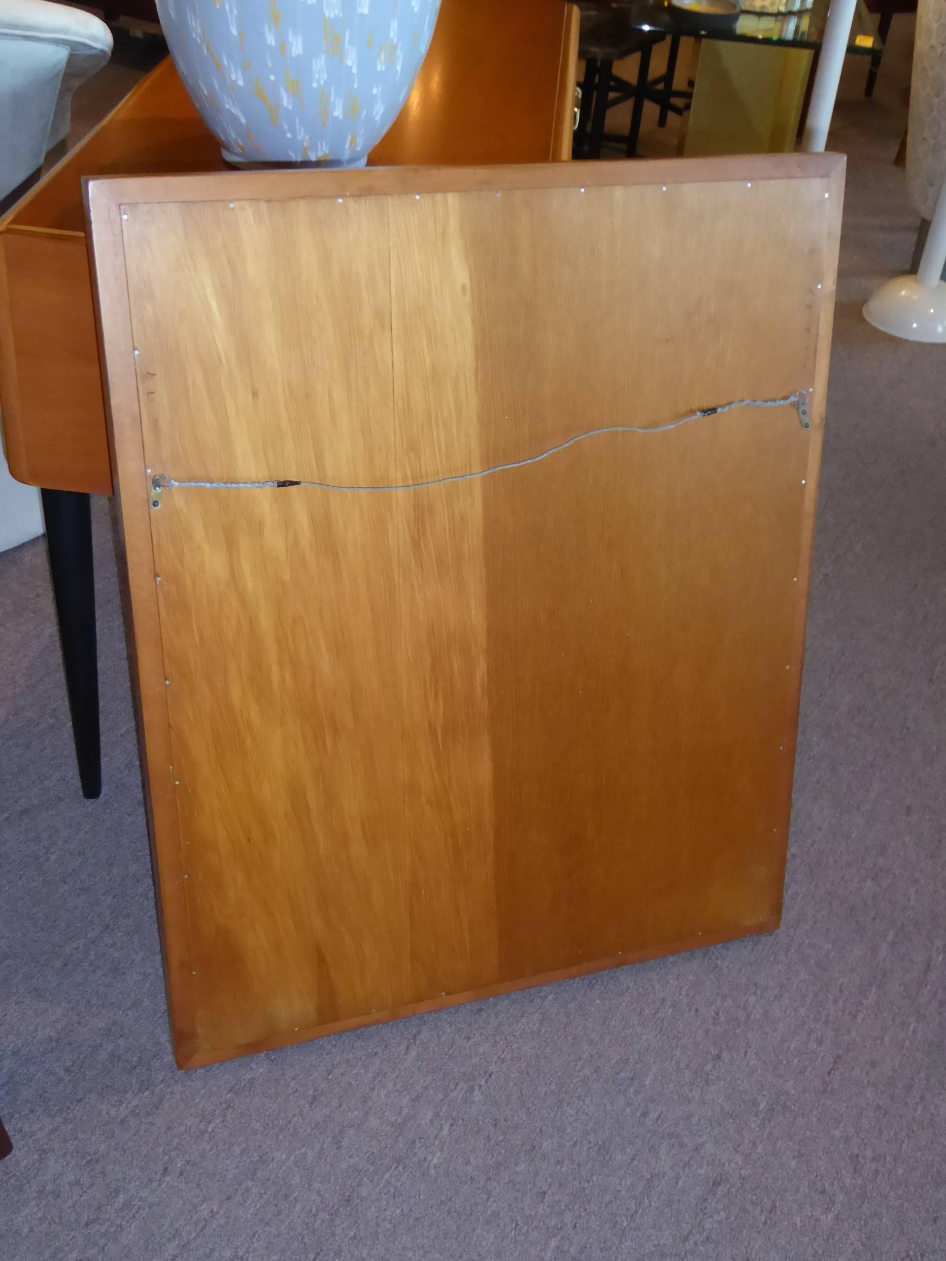 Paul Frankl Modern Mirror for Johnson Furniture, Blond Cherry and Black Lacquer. 2