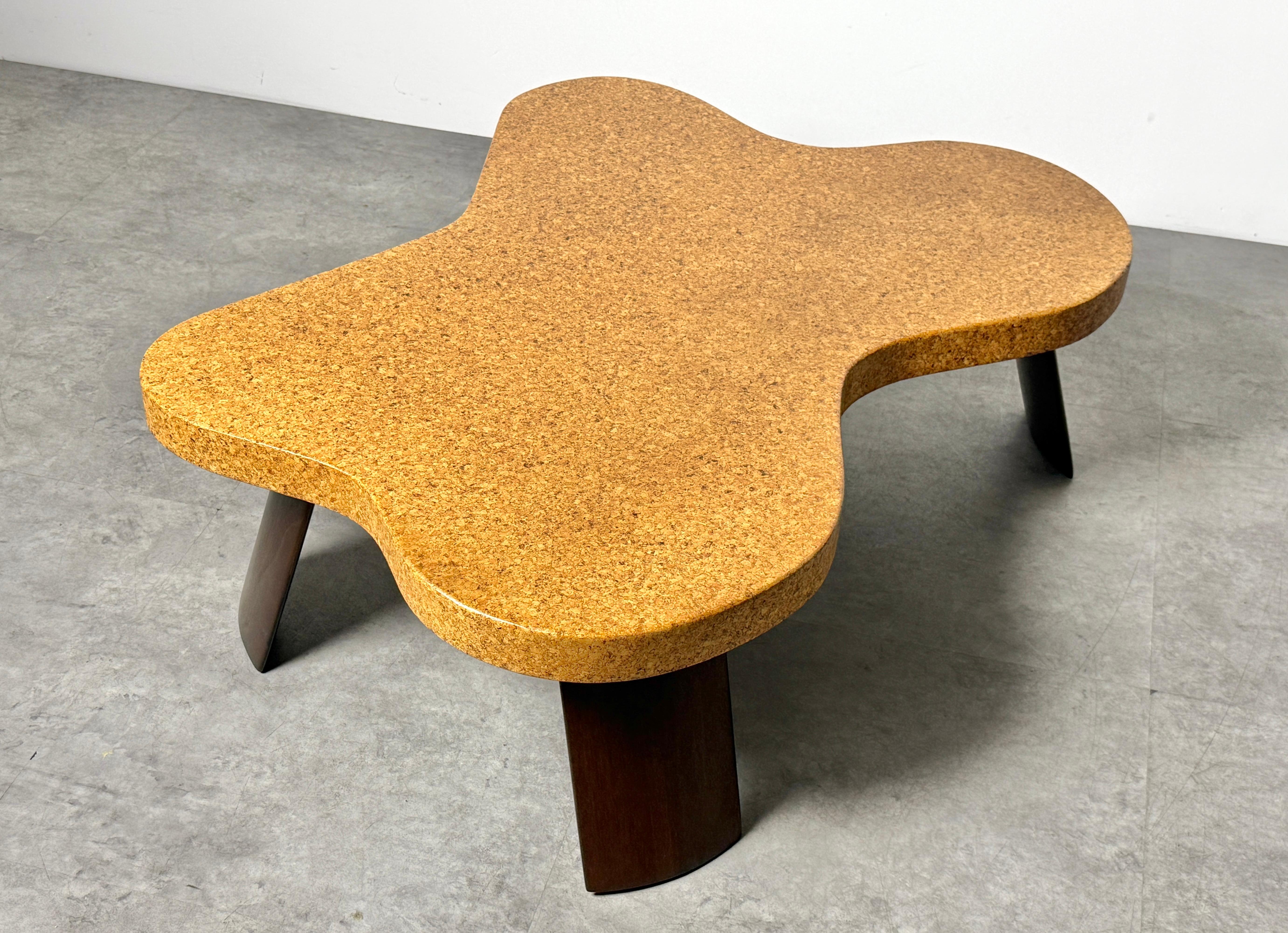 Paul T Frankl Cork Mahogany Cloud Amoeba Coffee Table Model 5005 Johnson 1950s For Sale 5
