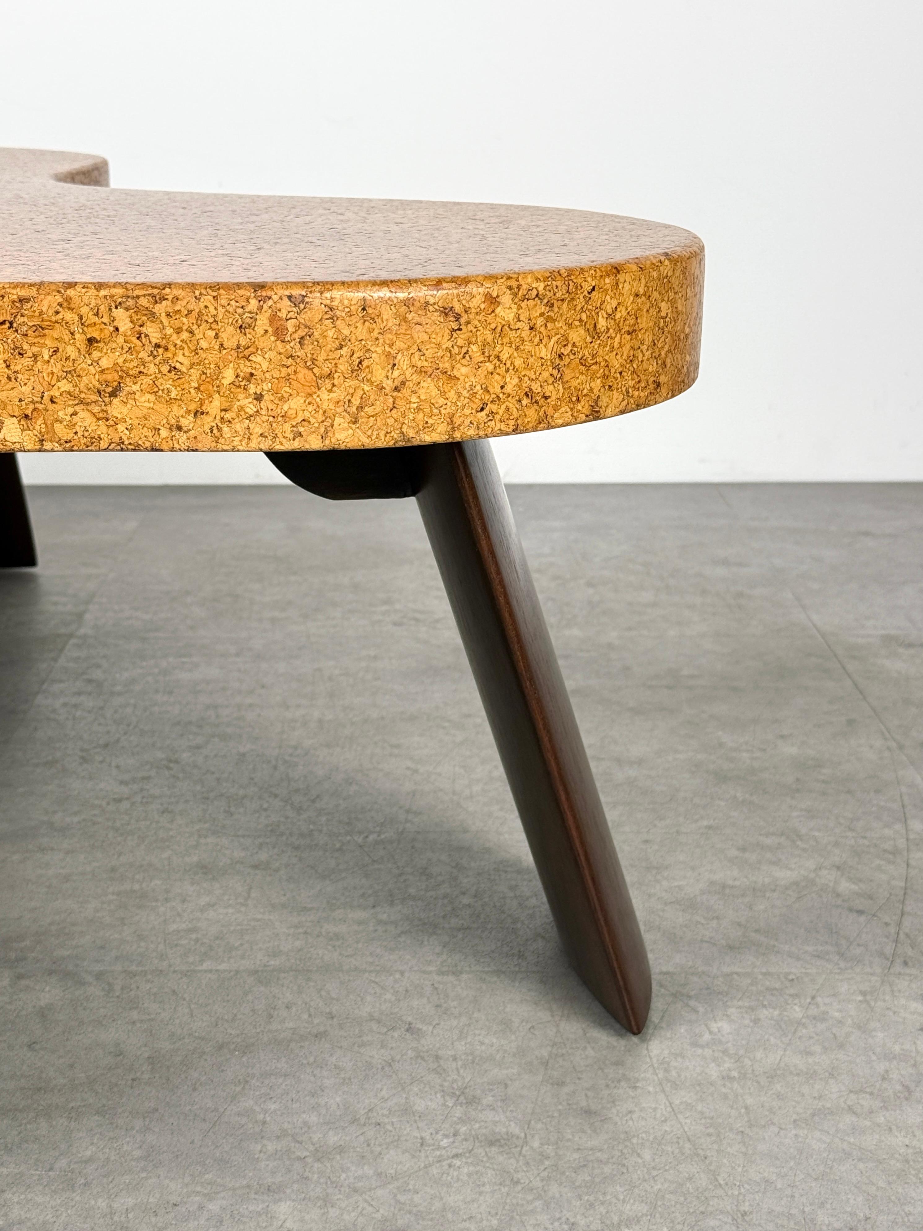 Paul T Frankl Cork Mahogany Cloud Amoeba Coffee Table Model 5005 Johnson 1950s For Sale 9