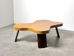 Paul T Frankl Cork Mahogany Cloud Amoeba Coffee Table Model 5005 Johnson 1950s