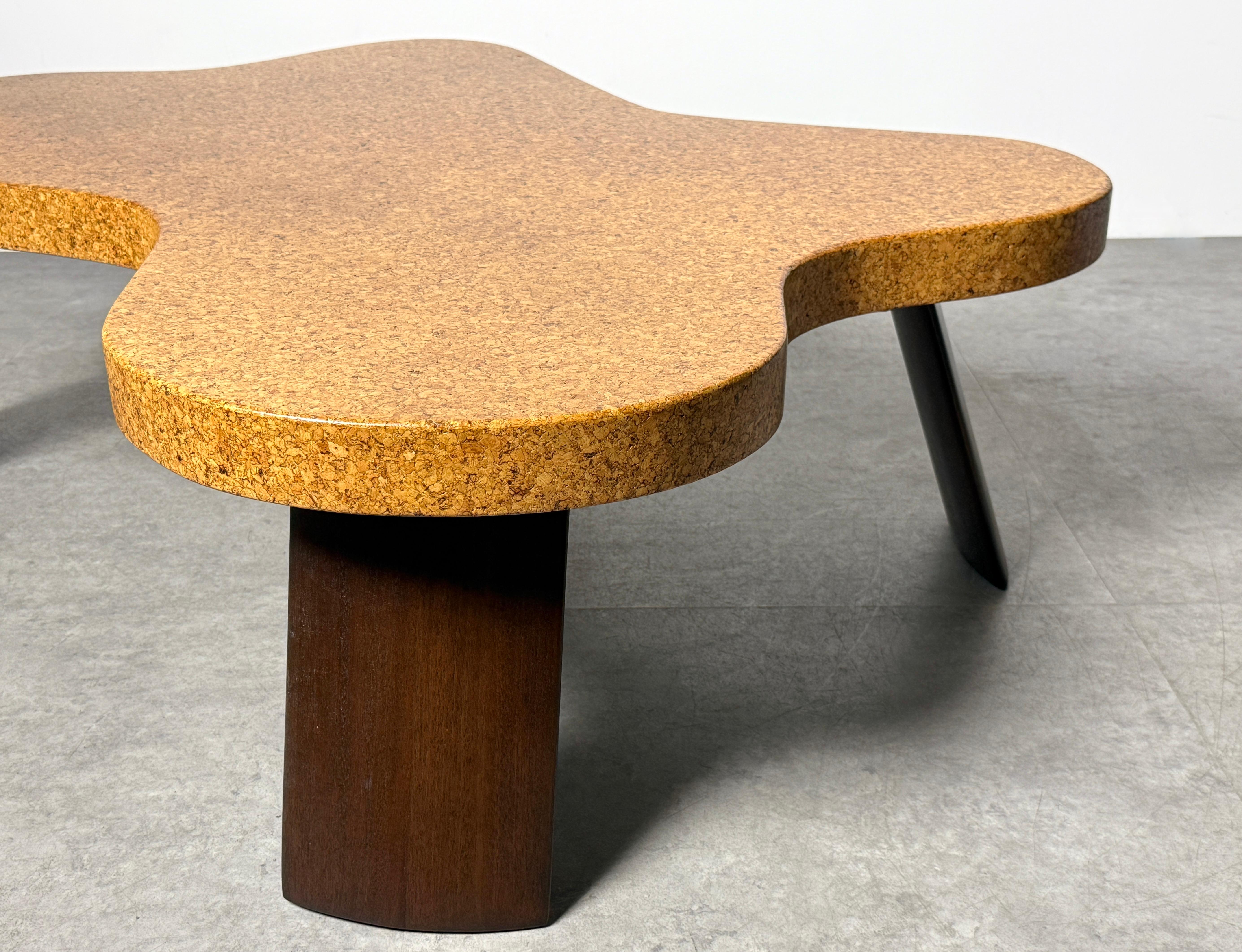 Paul T Frankl Cork Mahogany Cloud Amoeba Coffee Table Model 5005 Johnson 1950s For Sale 2