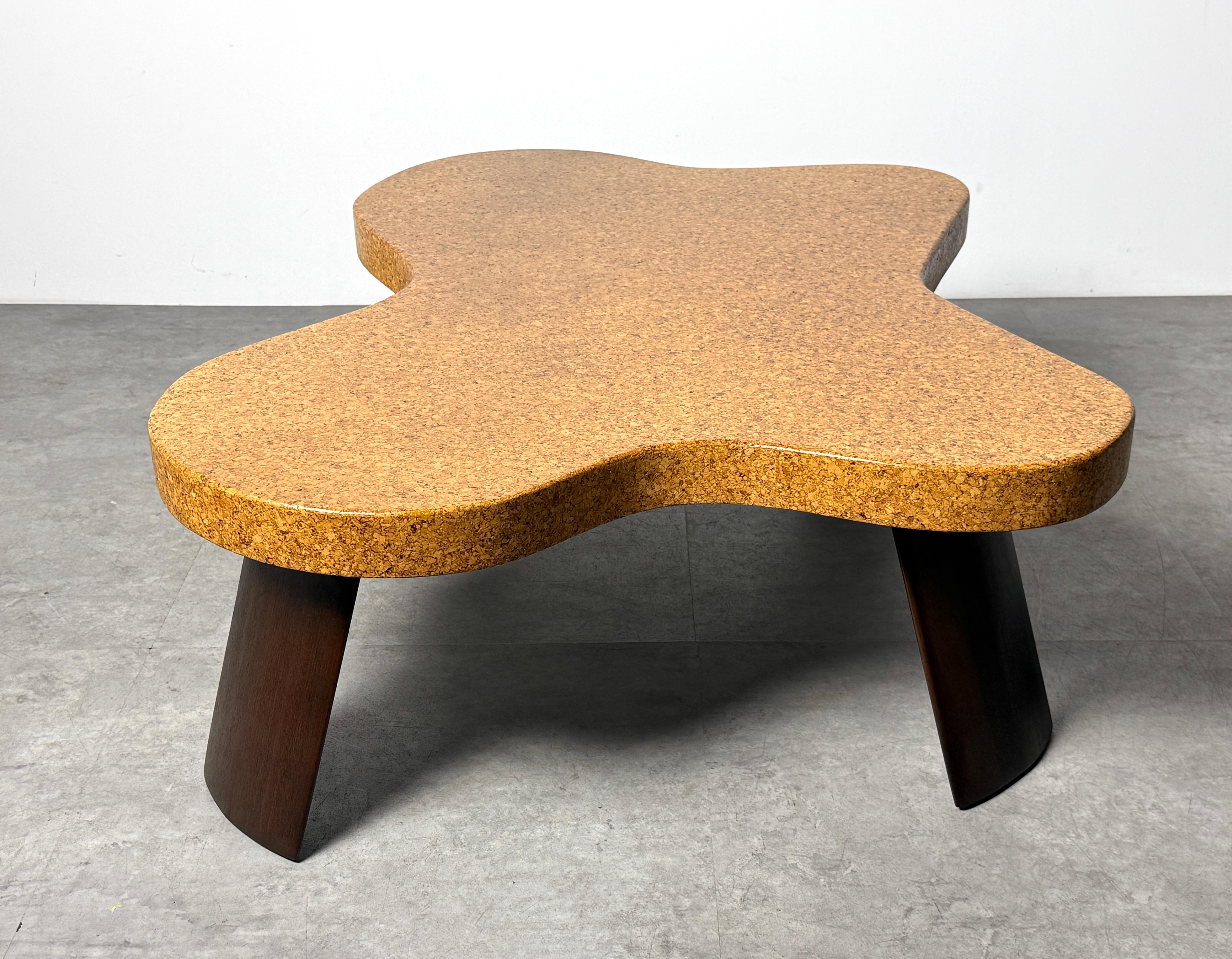 Paul T Frankl Cork Mahogany Cloud Amoeba Coffee Table Model 5005 Johnson 1950s For Sale 3