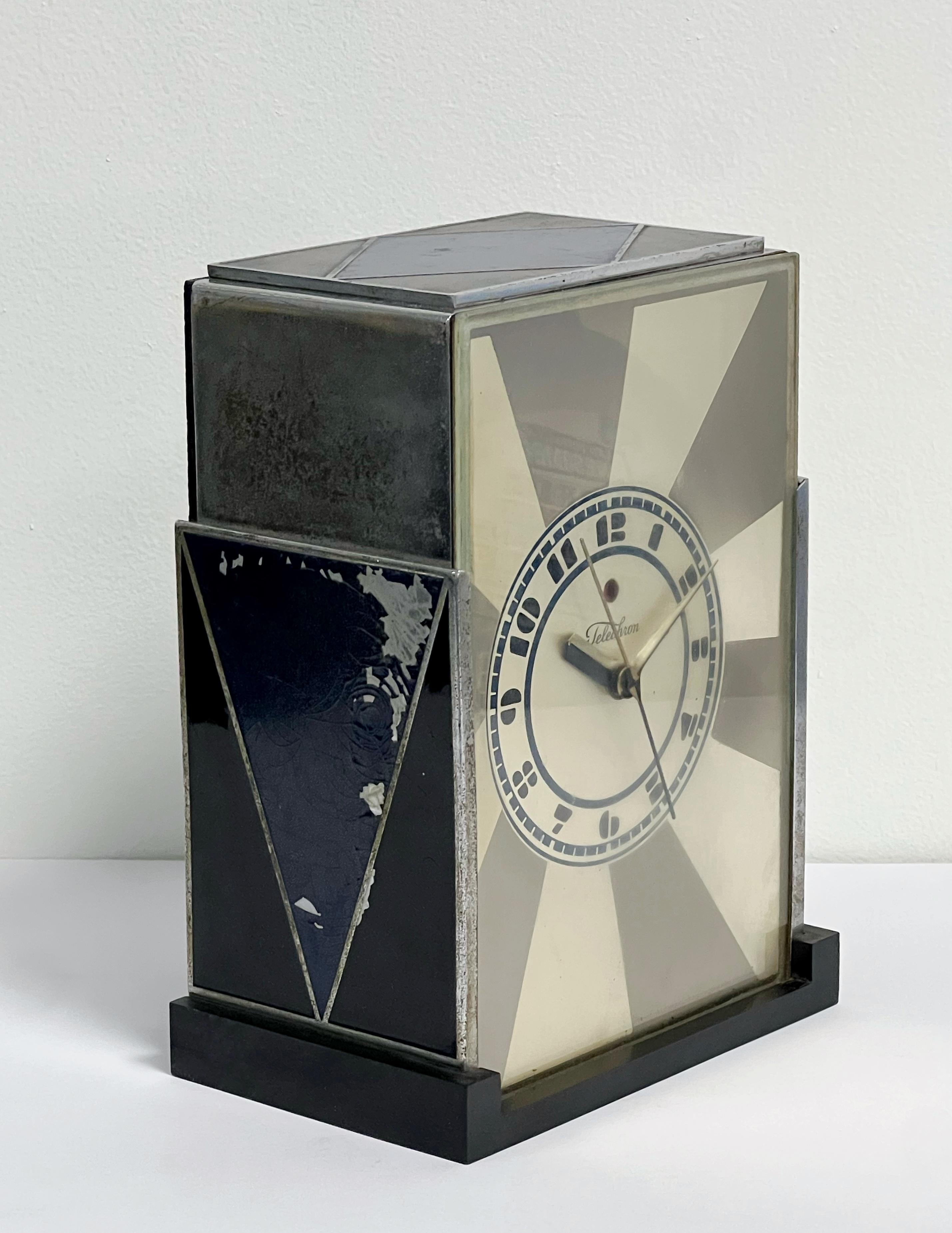Early 20th Century Paul Frankl Modernique Art Deco Clock for Telechrone For Sale