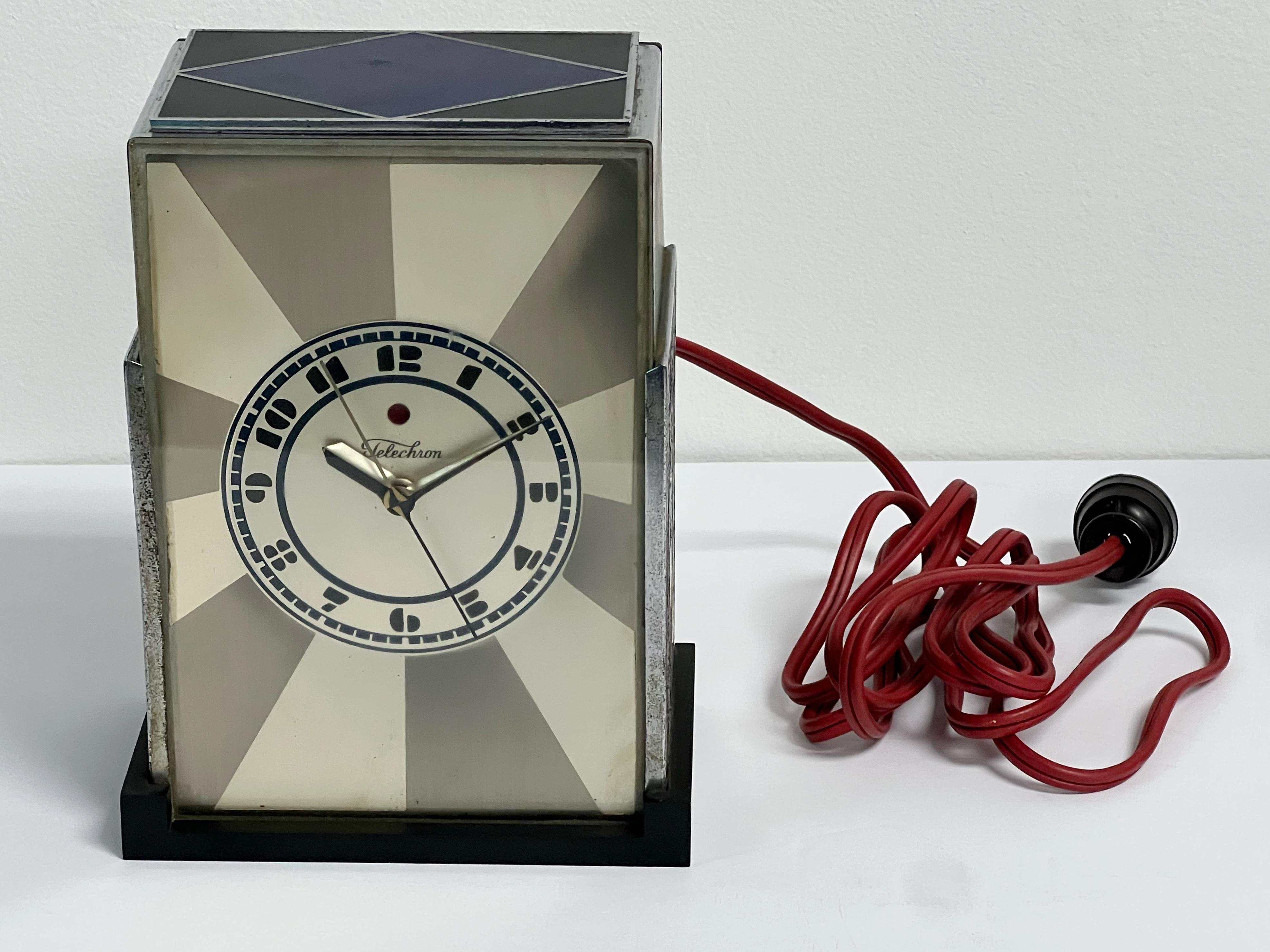 Paul Frankl Modernique Art Deco Clock for Telechrone For Sale 2