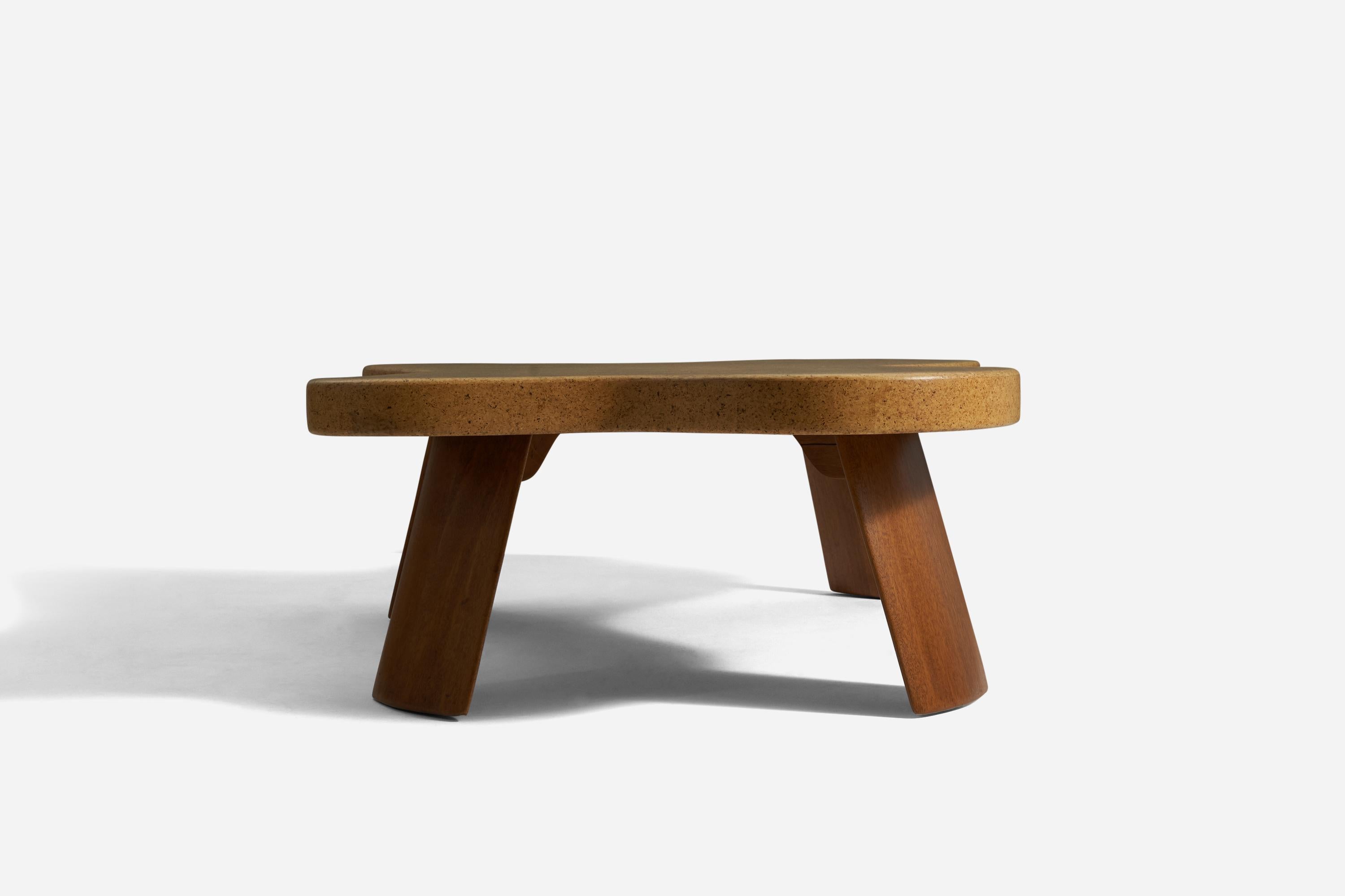 Mid-Century Modern Paul Frankl, Organic Coffee Table, Cork, Mahogany, United States, 1950s