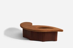 Table basse organique Paul Frankl, plateau en liège, base en acajou, années 1950
