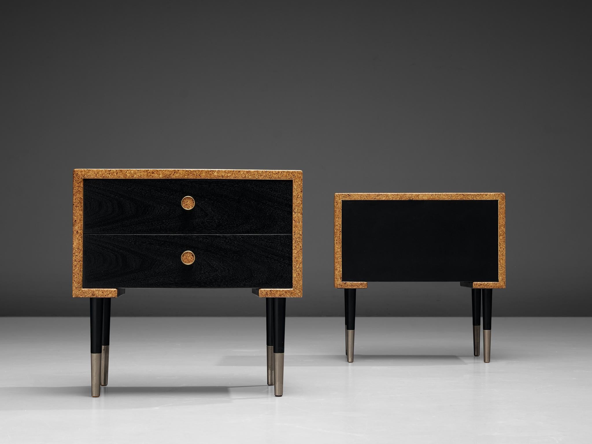 Paul Frankl Pair of Nightstands in Cork and Wood 1