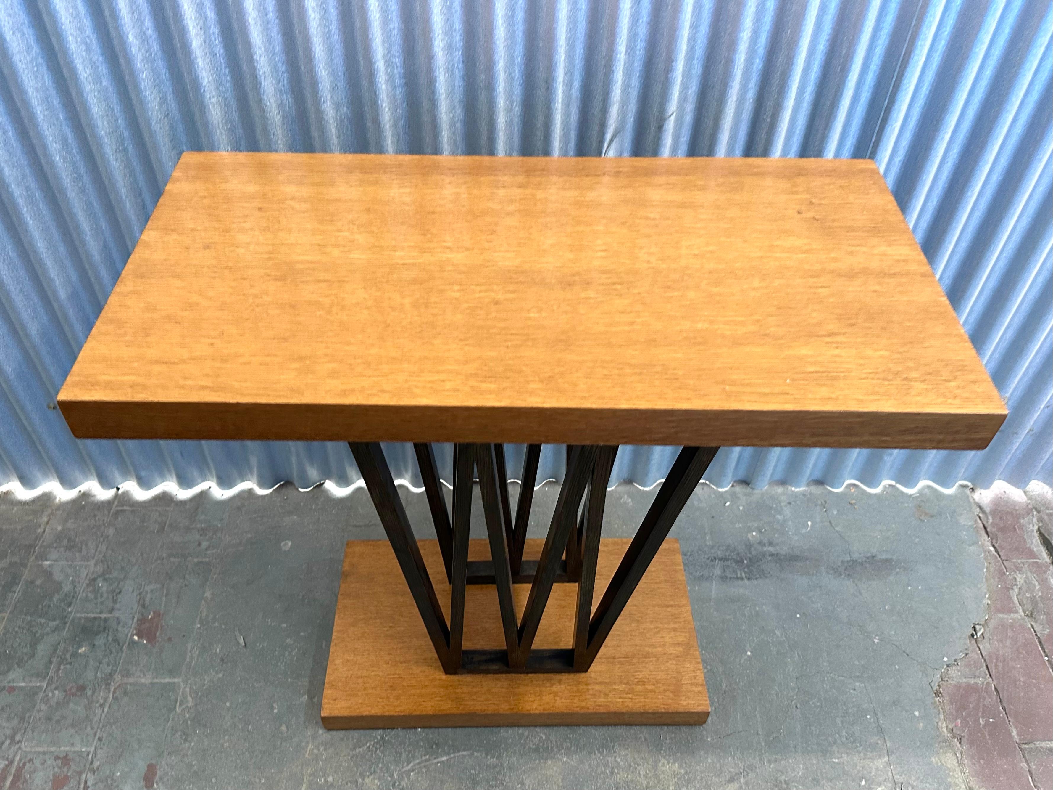 Mid-20th Century Paul Frankl Petite Combed Oak Console Table, c. 1950 For Sale