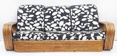 Paul Frankl Pretzel Six Strand 3-Seat Rattan Bamboo Sofa