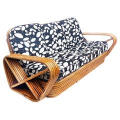 Vintage Paul Frankl Pretzel Six Strand 3-Seat Rattan Bamboo Sofa