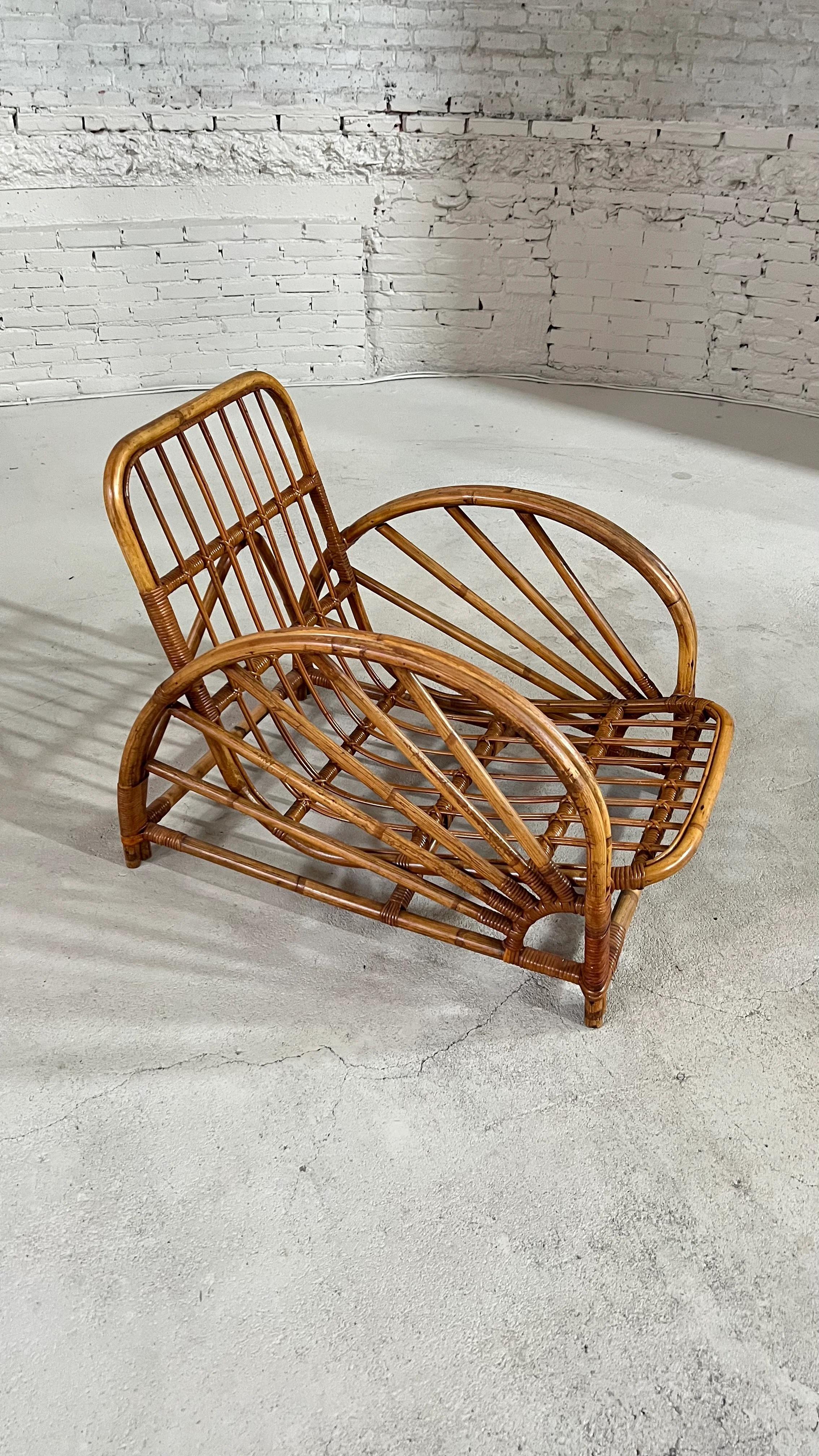 Paul Frankl Rattan Chair  In Good Condition For Sale In BREDA, NL