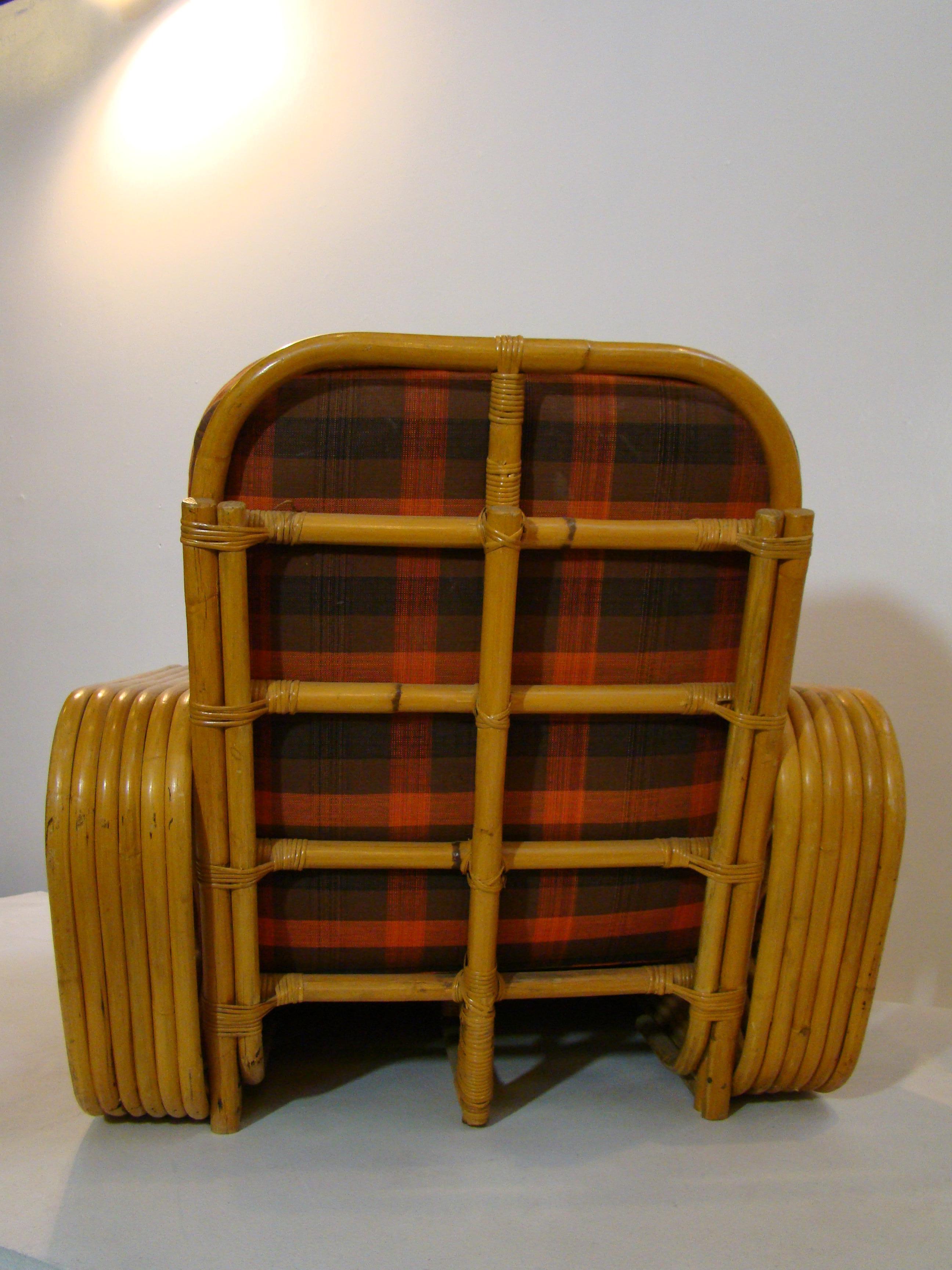 American Paul Frankl Rattan Lounge Chair and Ottoman 'Vintage 1950s'