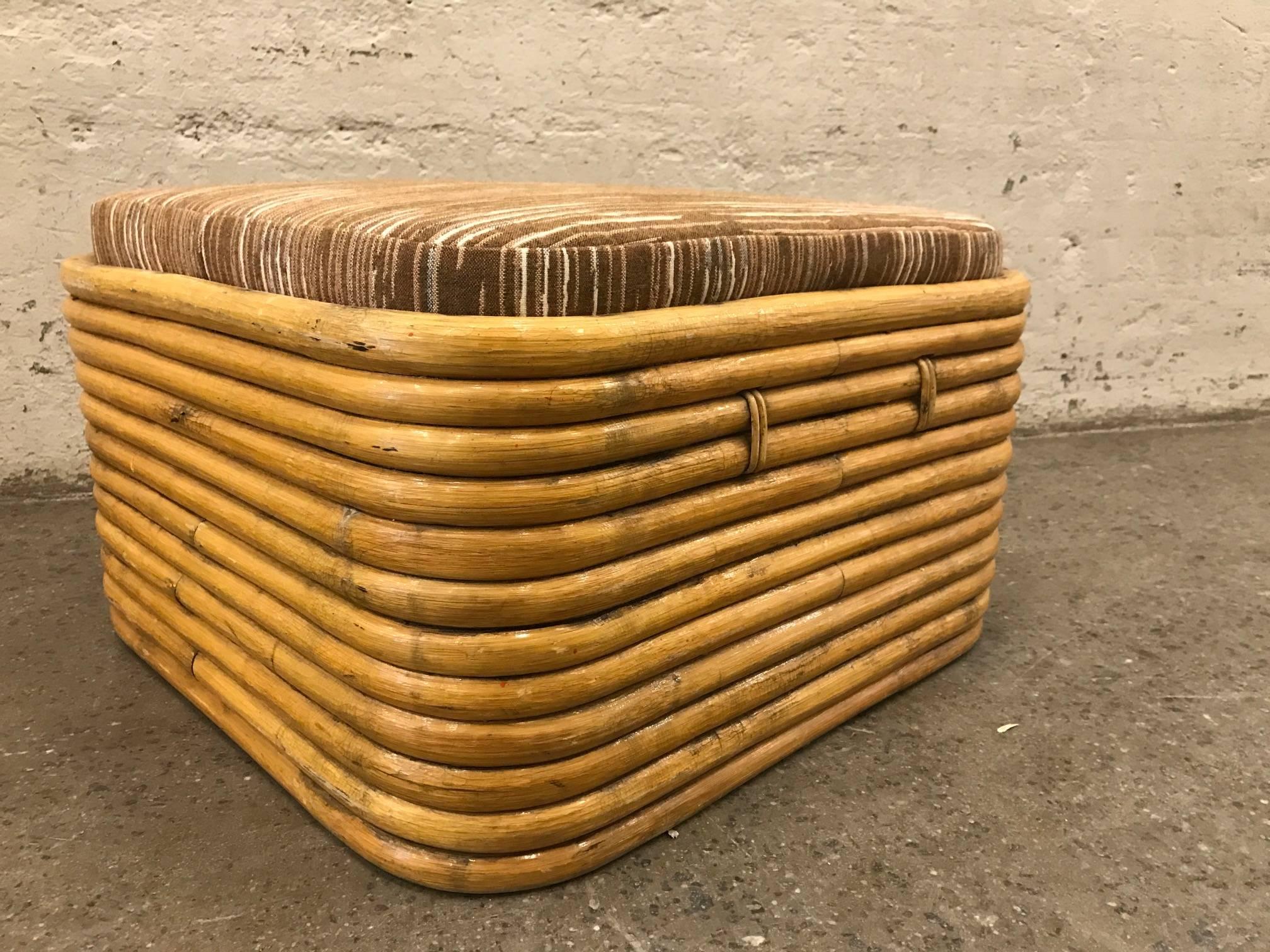 Paul Frankl Rattan Ottoman at 1stDibs