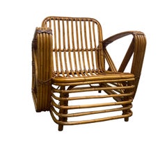 Paul Frankl Rattan Pretzel Lounge Chair, 1940s