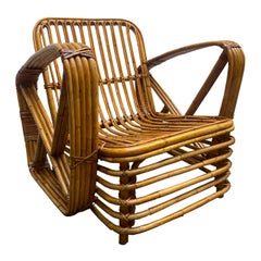 Paul Frankl Rattan Pretzel Lounge Chair, 1940s