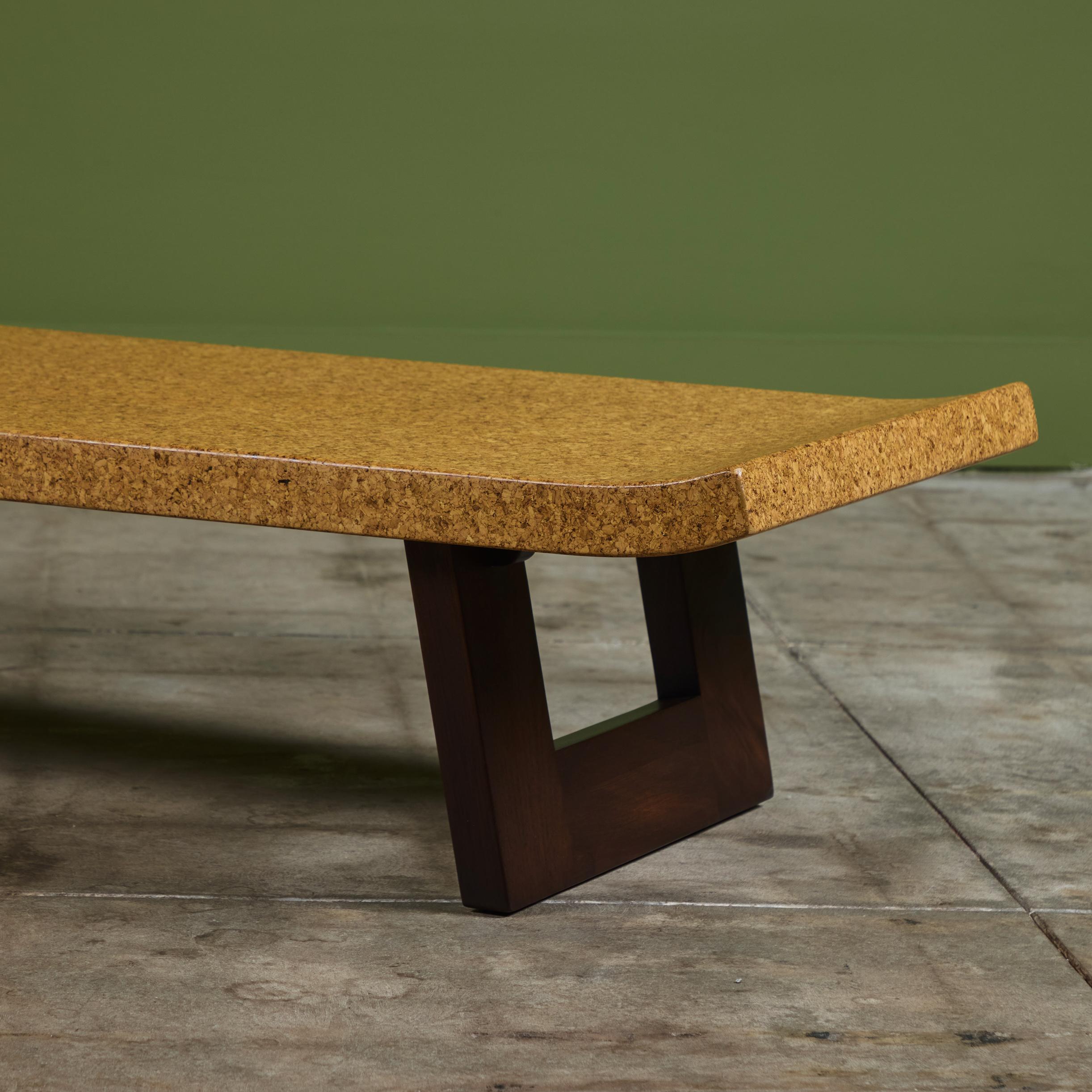 Paul Frankl Rectangular Cork Coffee Table or Bench for Johnson Furniture Co. For Sale 3