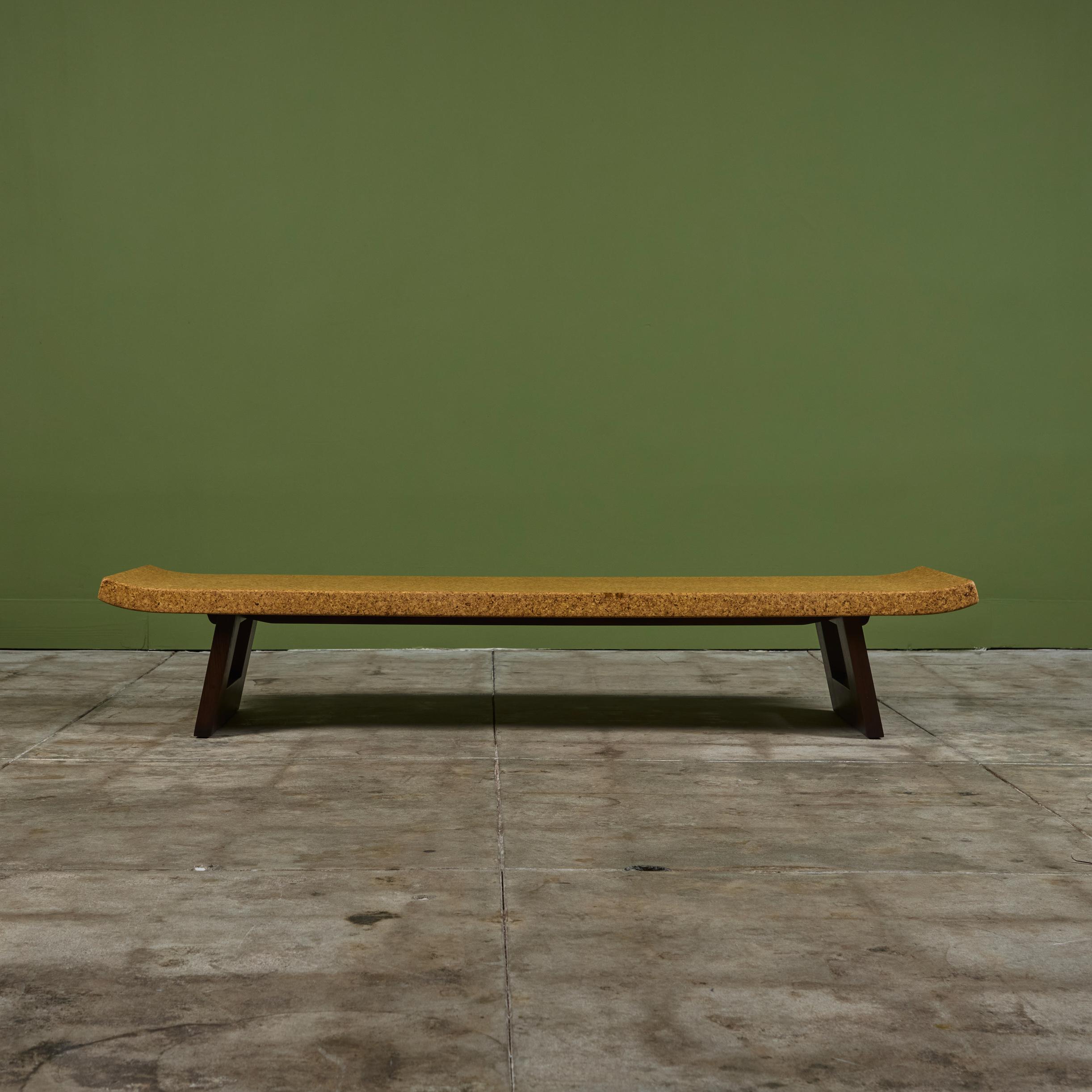 Mid-Century Modern Paul Frankl Rectangular Cork Coffee Table or Bench for Johnson Furniture Co. For Sale