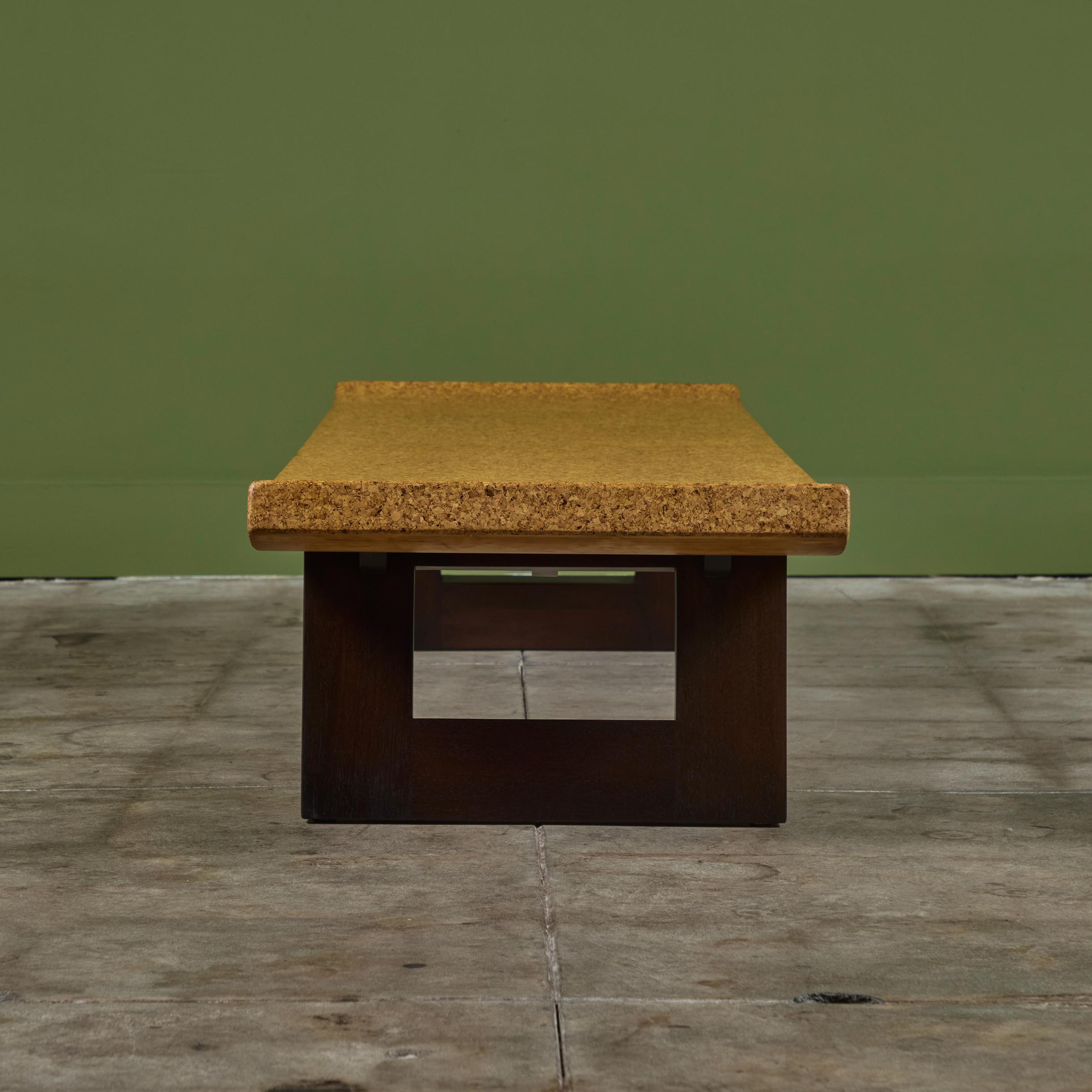 Paul Frankl Rectangular Cork Coffee Table or Bench for Johnson Furniture Co. In Excellent Condition For Sale In Los Angeles, CA