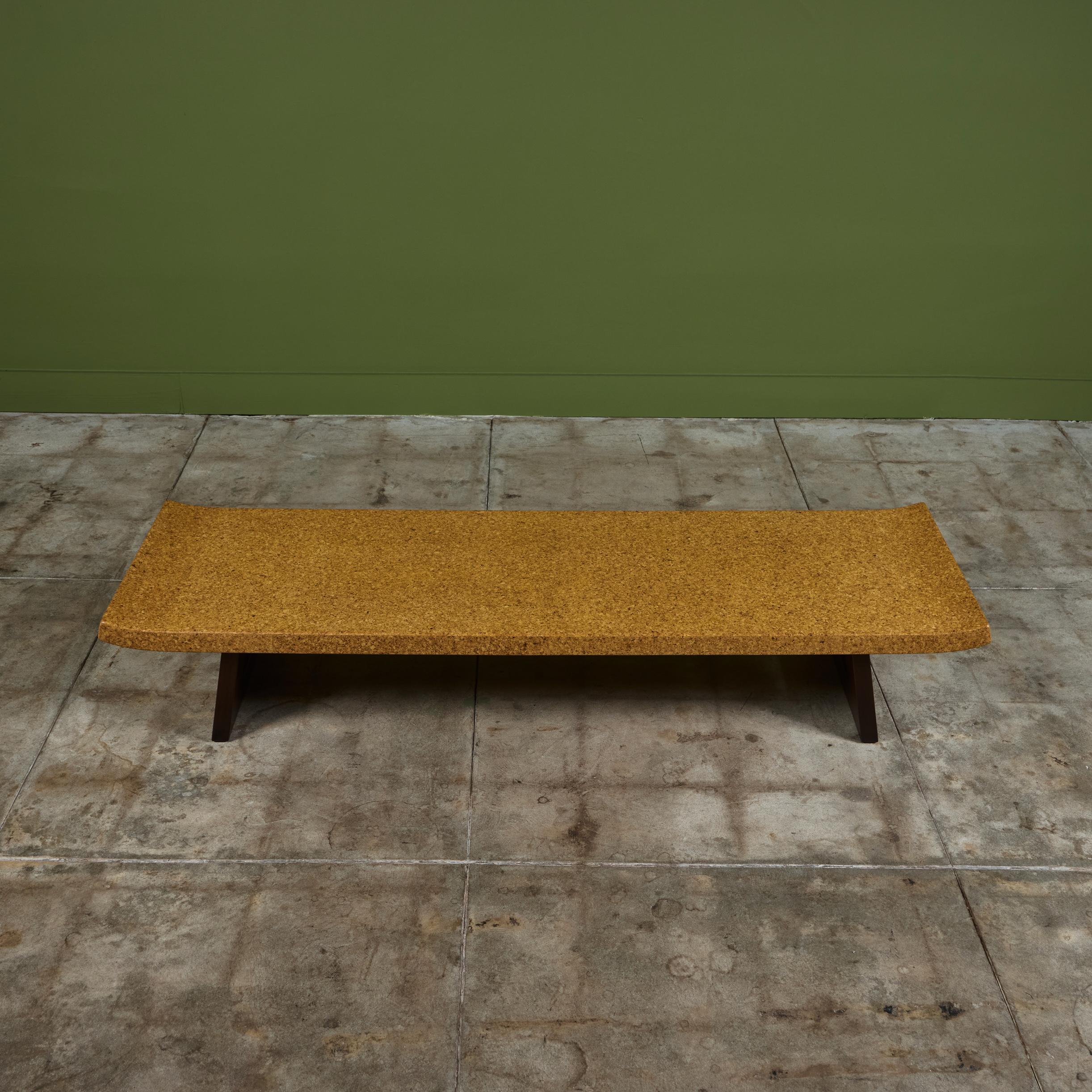 Mid-20th Century Paul Frankl Rectangular Cork Coffee Table or Bench for Johnson Furniture Co. For Sale