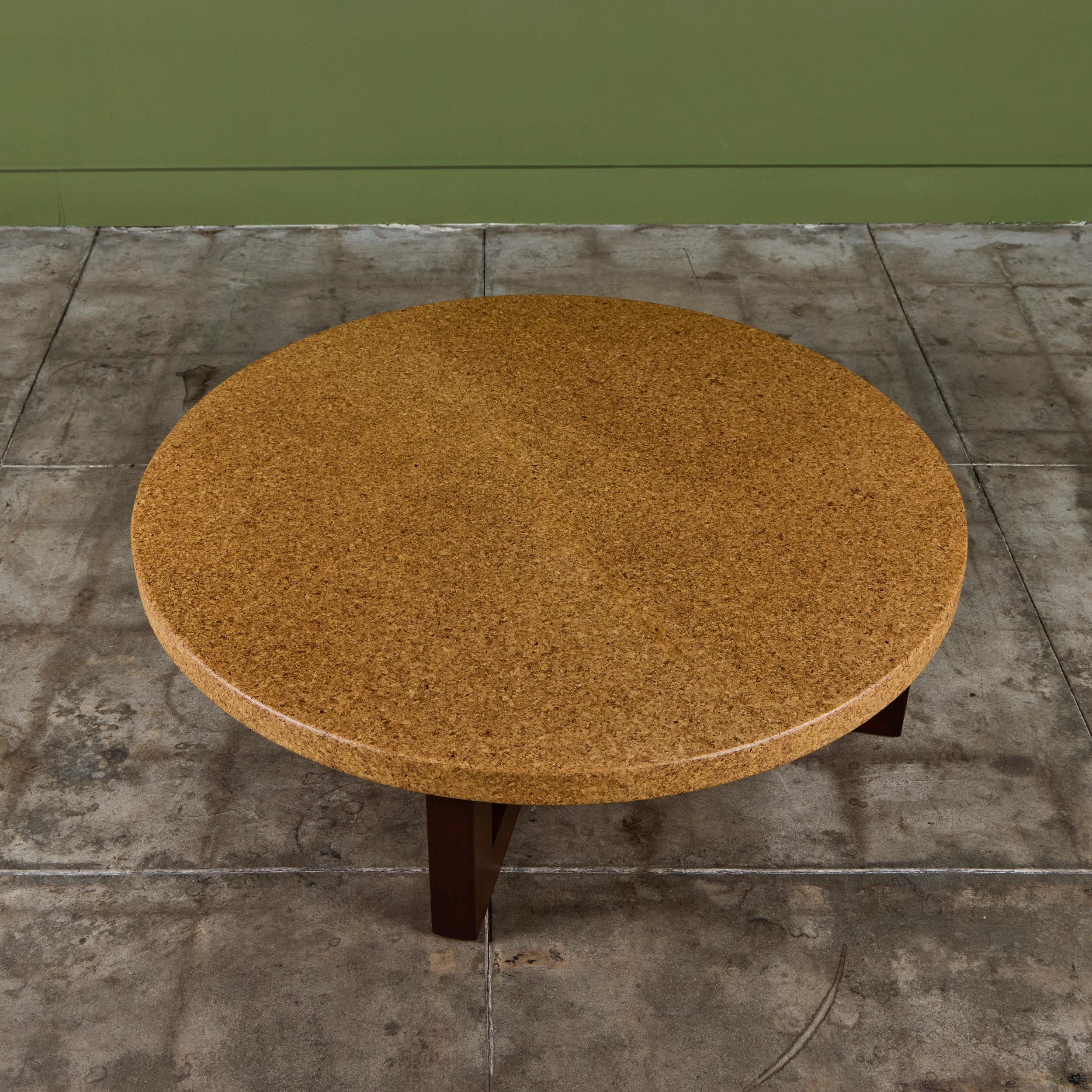 Paul Frankl Round Cork Coffee Table for Johnson Furniture Co. For Sale 2