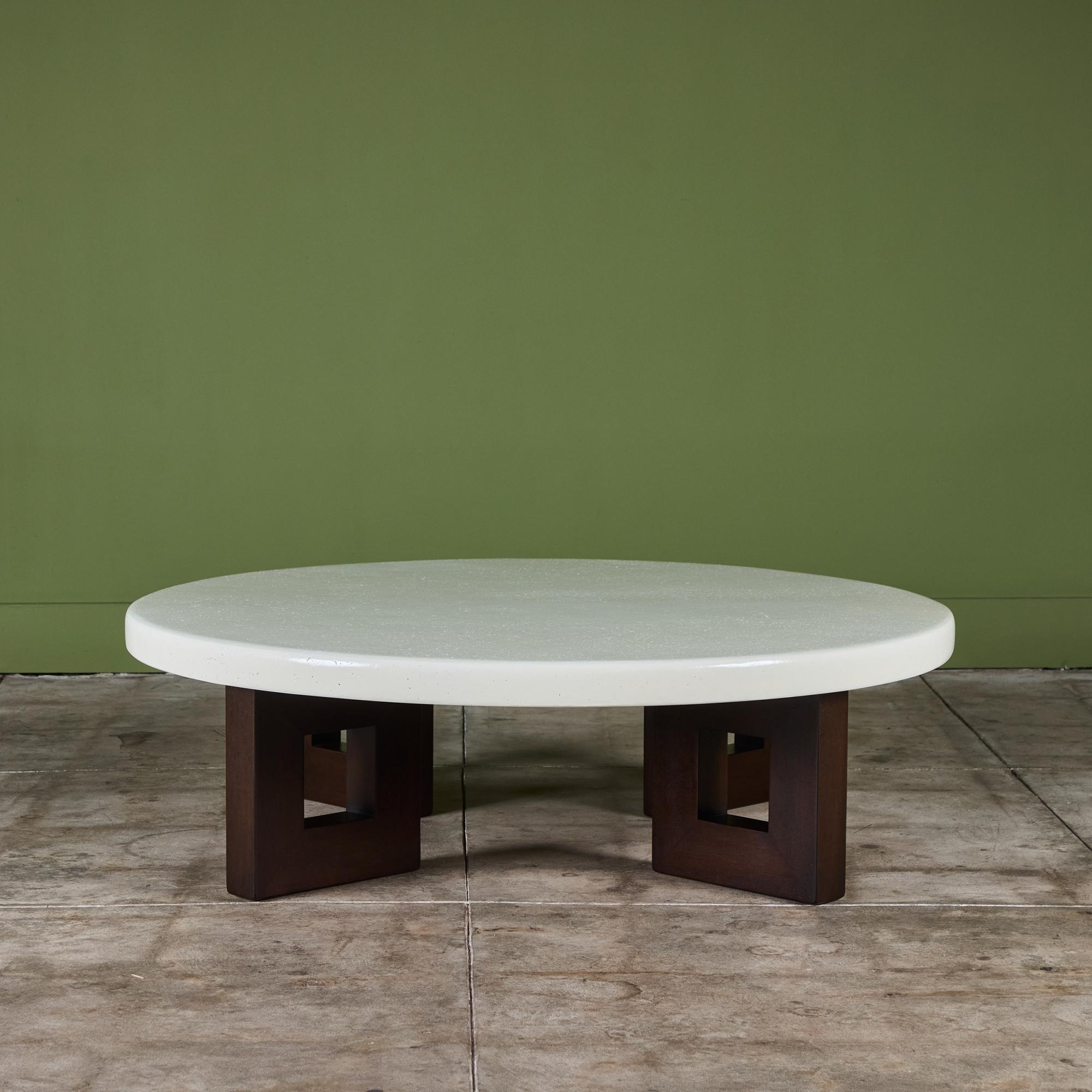 Mid-Century Modern Table basse ronde en liège Paul Frankl pour Johnson Furniture Co. en vente