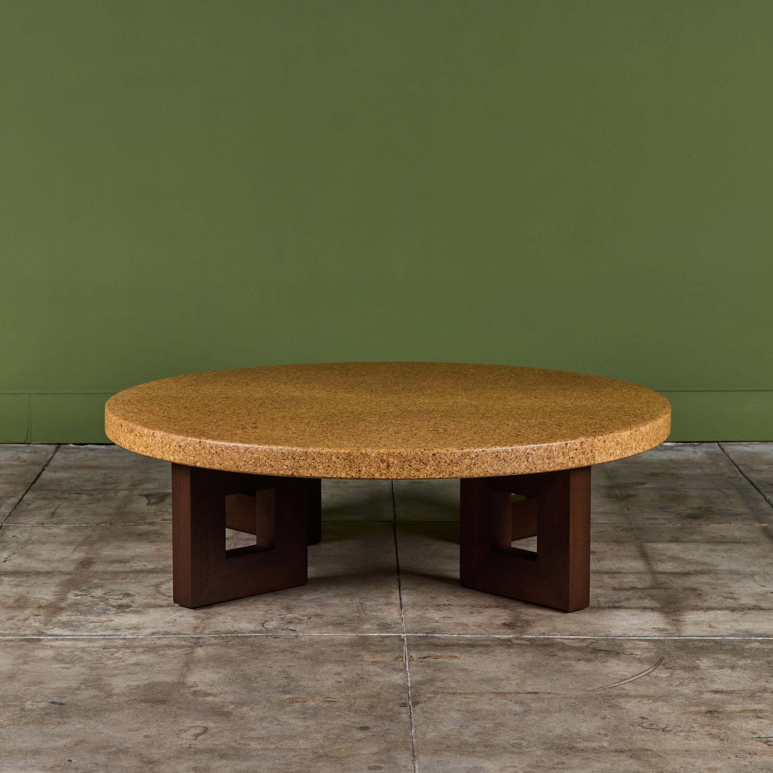 American Paul Frankl Round Cork Coffee Table for Johnson Furniture Co. For Sale